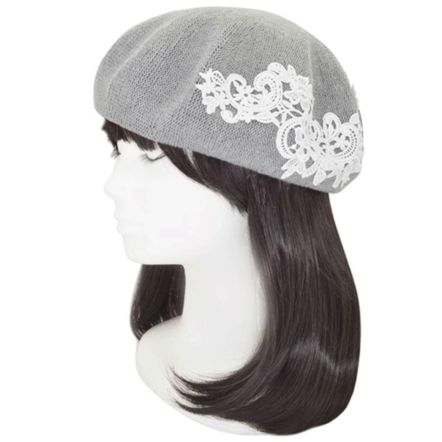 レース付きコットンカラーベレー - 画像1