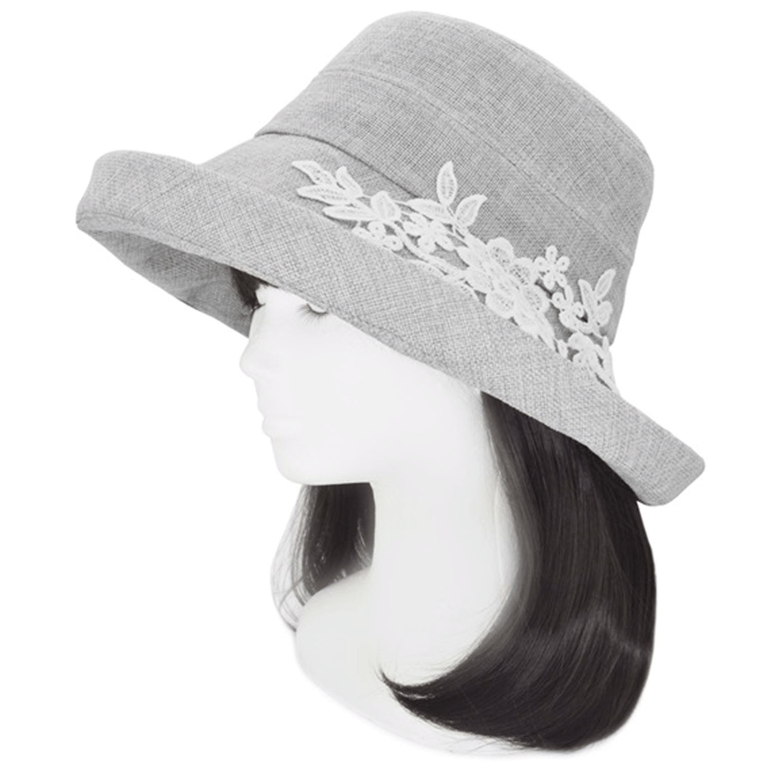 雑材風レースエッジアップハット - 画像2