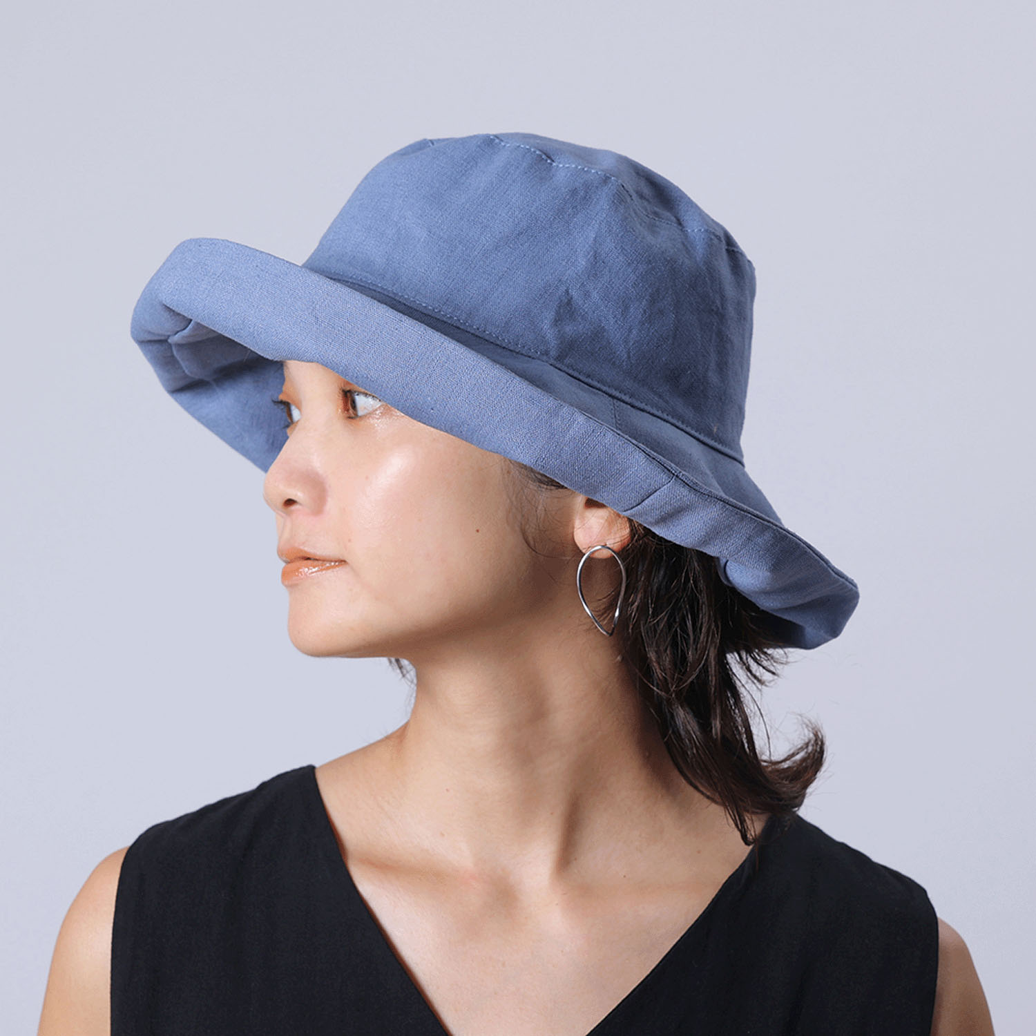 折りたためて洗える リネン ストールハット - 画像1