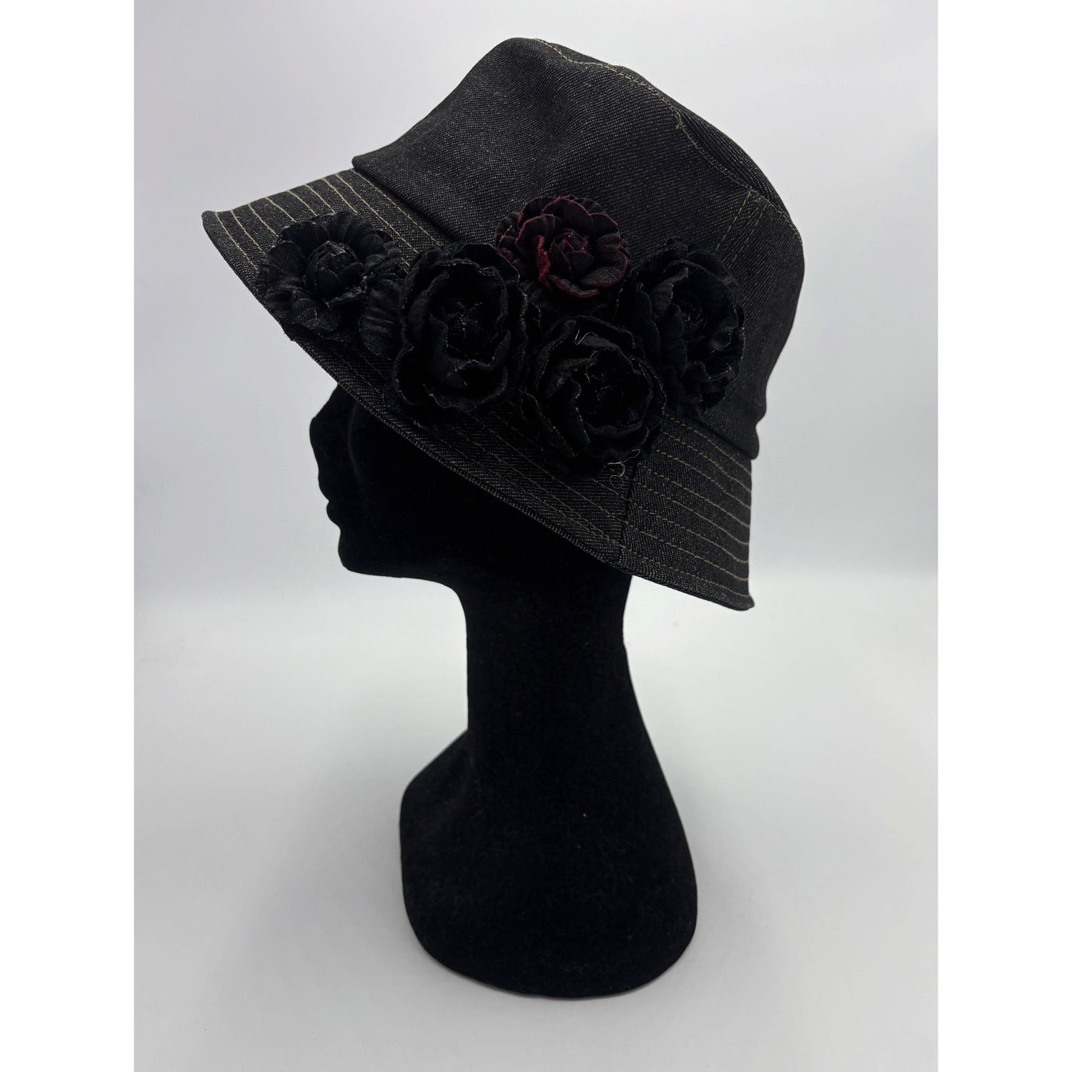 デニム花付きバケット - 画像3