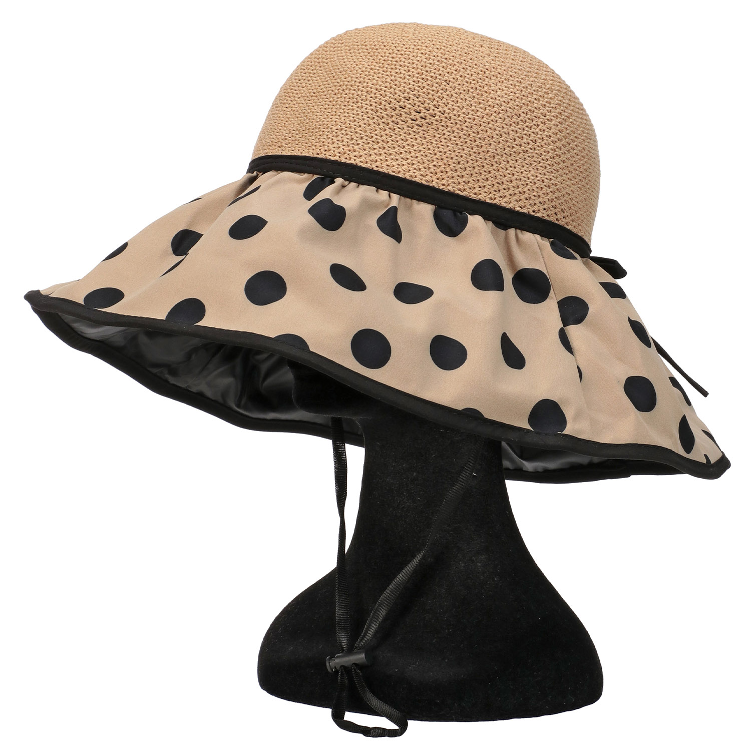 【ブラック、オフホワイト終了】つば広ドット切替ハット - 画像4