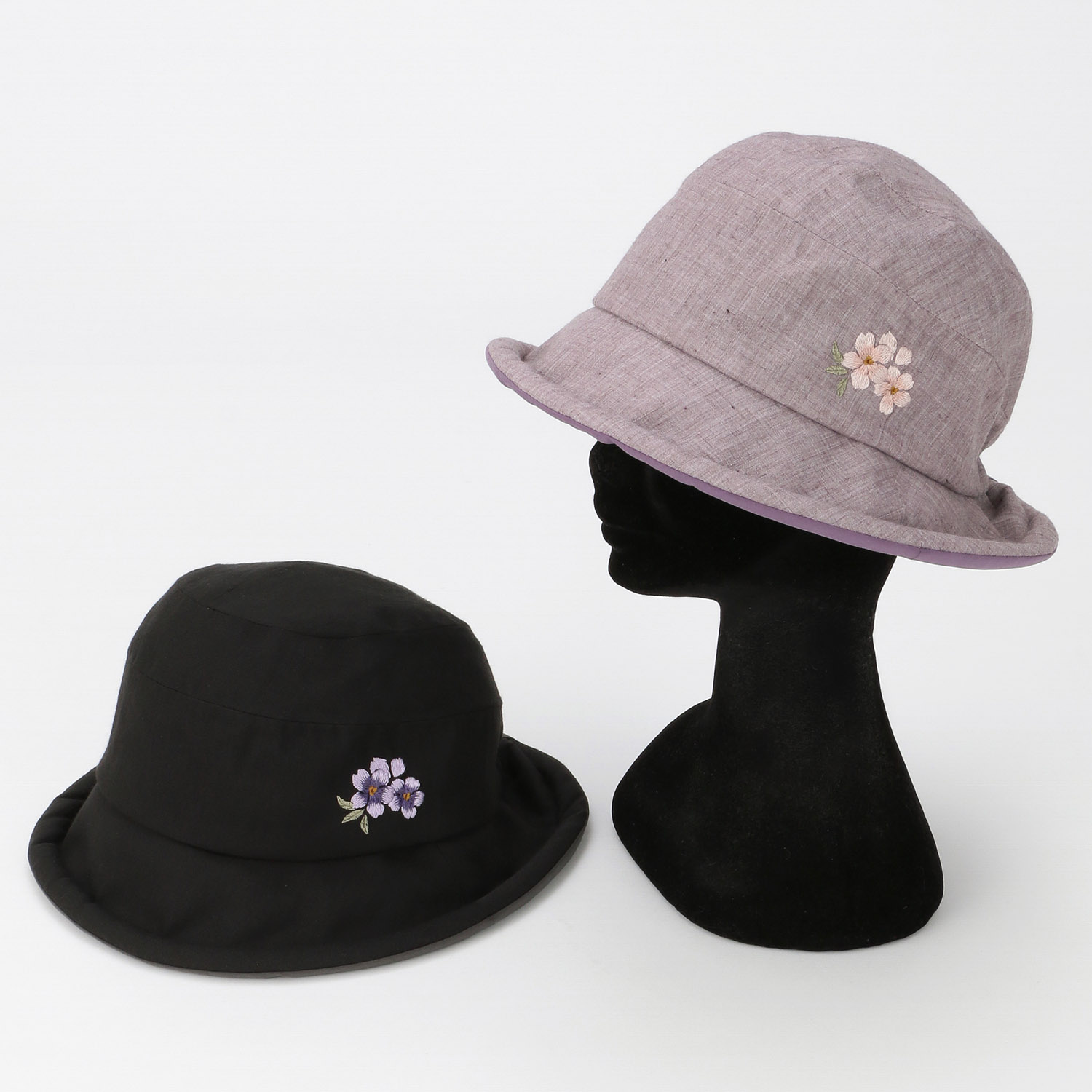 宇野千代 シャンブレーガーゼ膨れつばエミリーダウンハット - 画像1