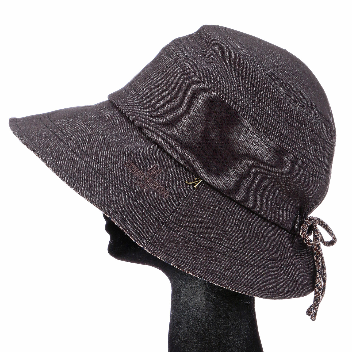 【ブラックM、ネイビーブルーS、M終了】リボン付デニムハット - 画像2