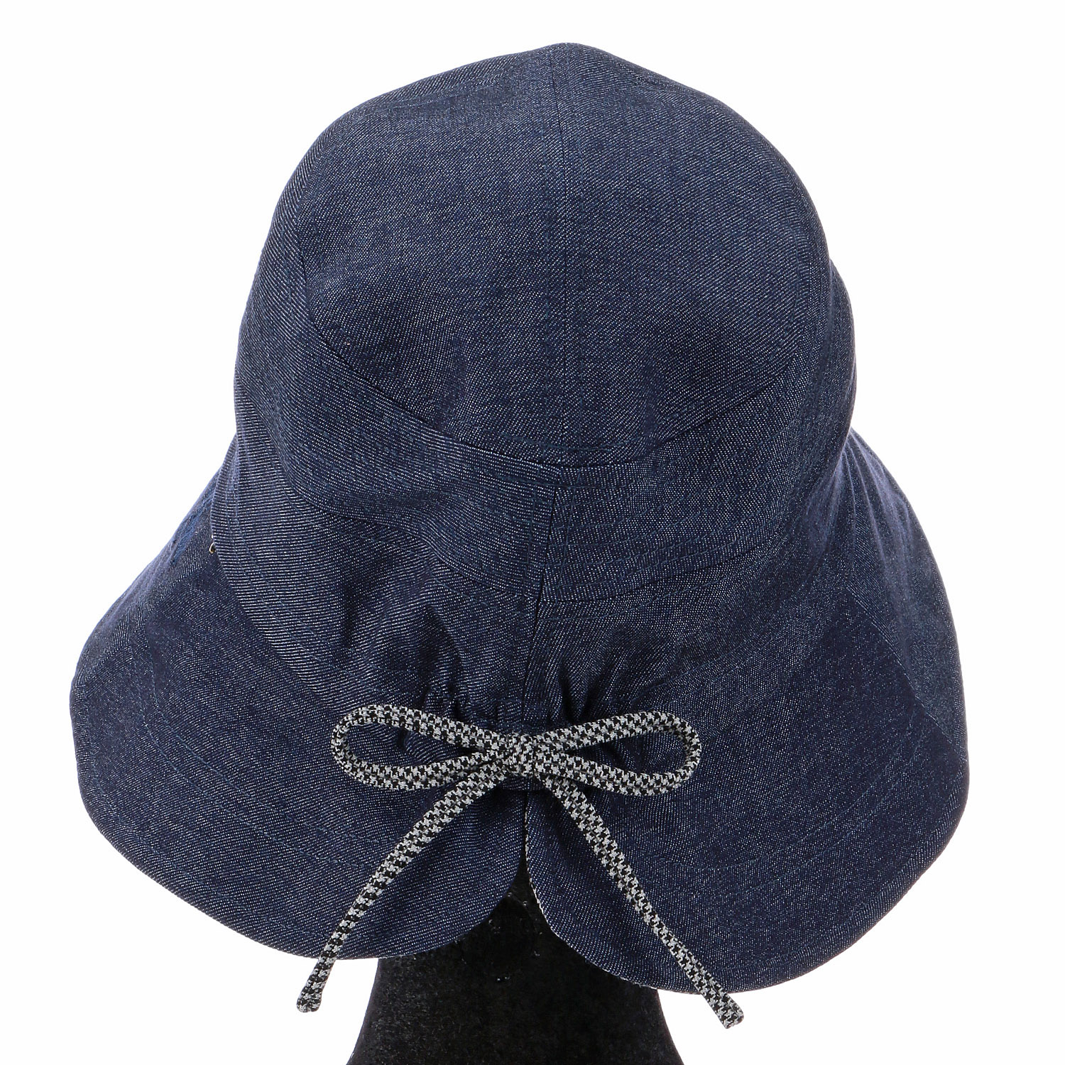 【ブラックM、ネイビーブルーS、M終了】リボン付デニムハット - 画像5