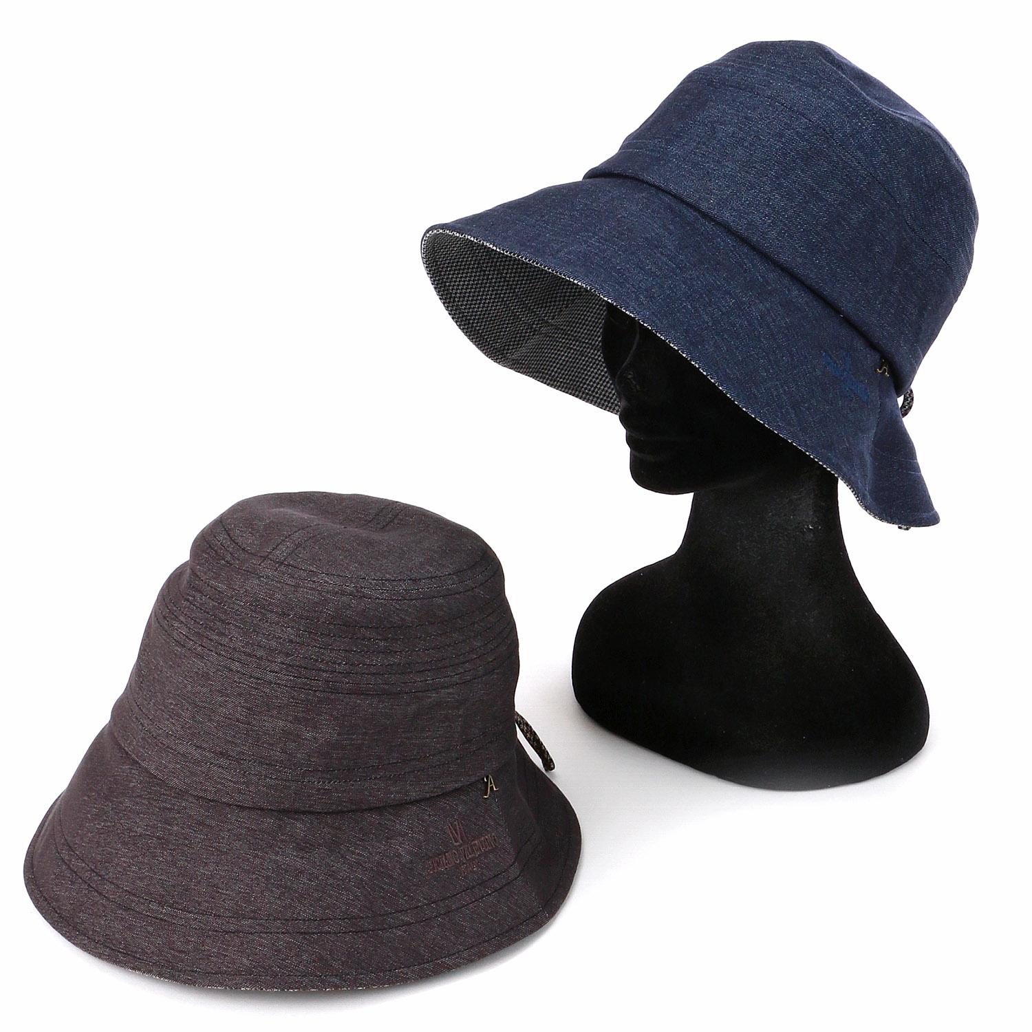 【ブラックM、ネイビーブルーS、M終了】リボン付デニムハット