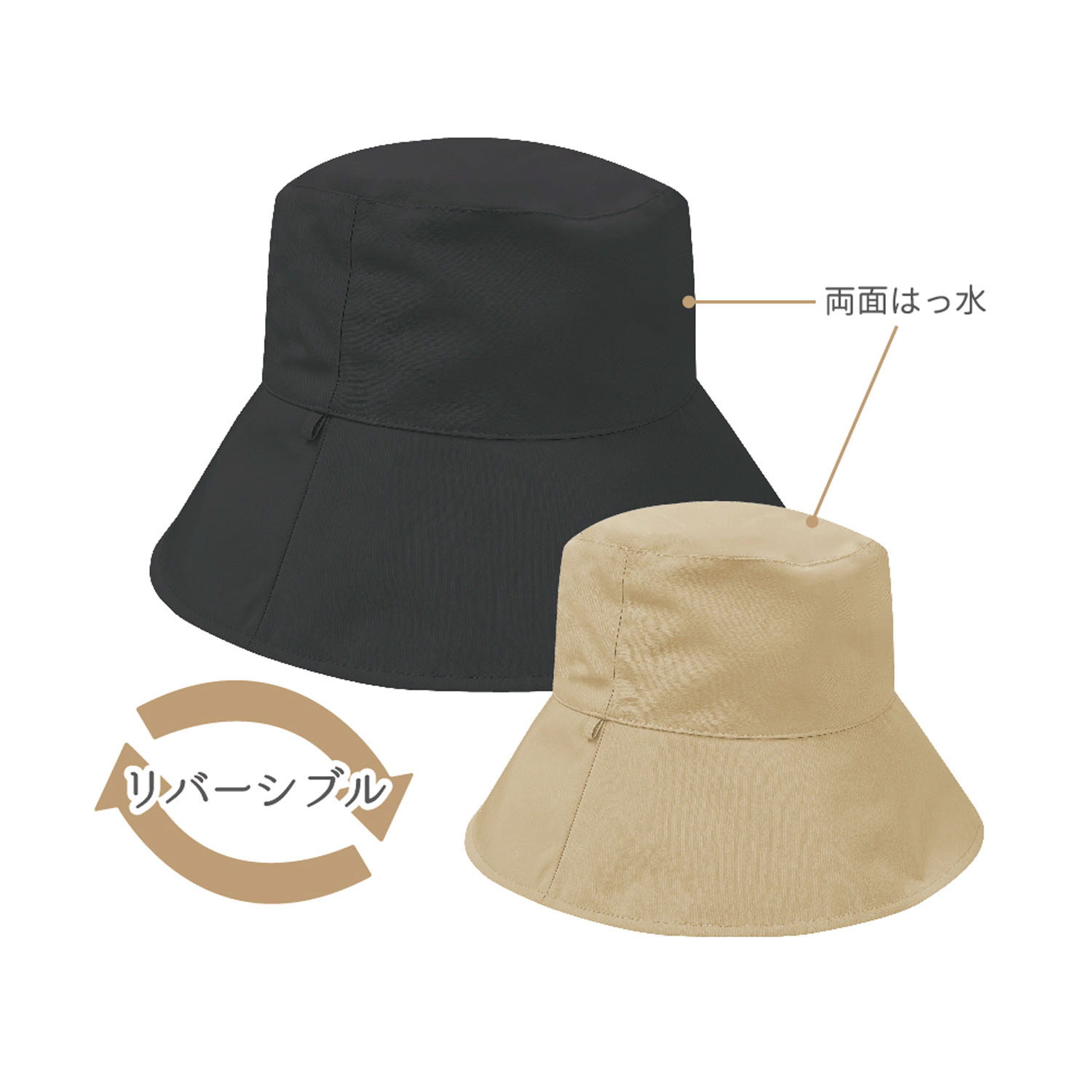 pink trick 完全遮光撥水リバーシブルハット - 画像2