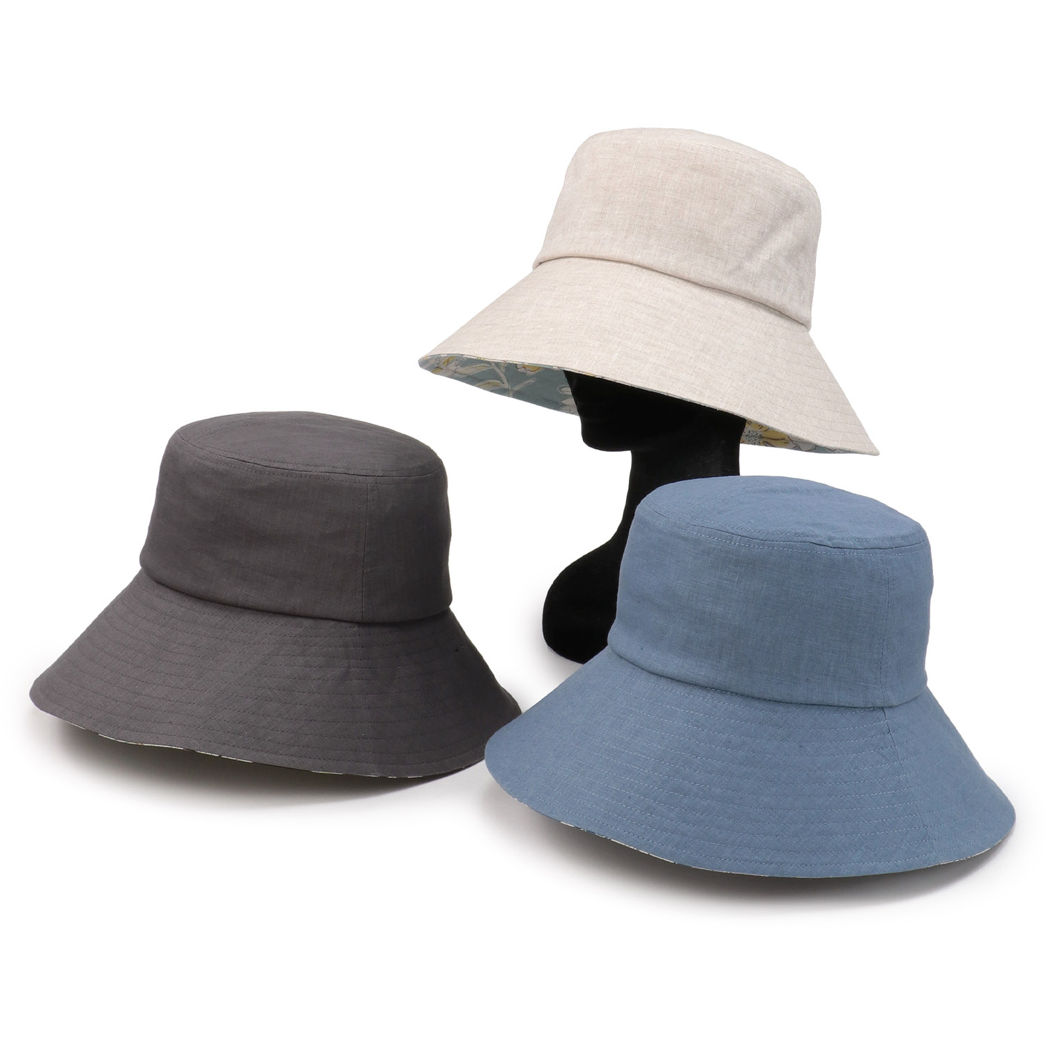 つば裏プリント麻ダウンハット