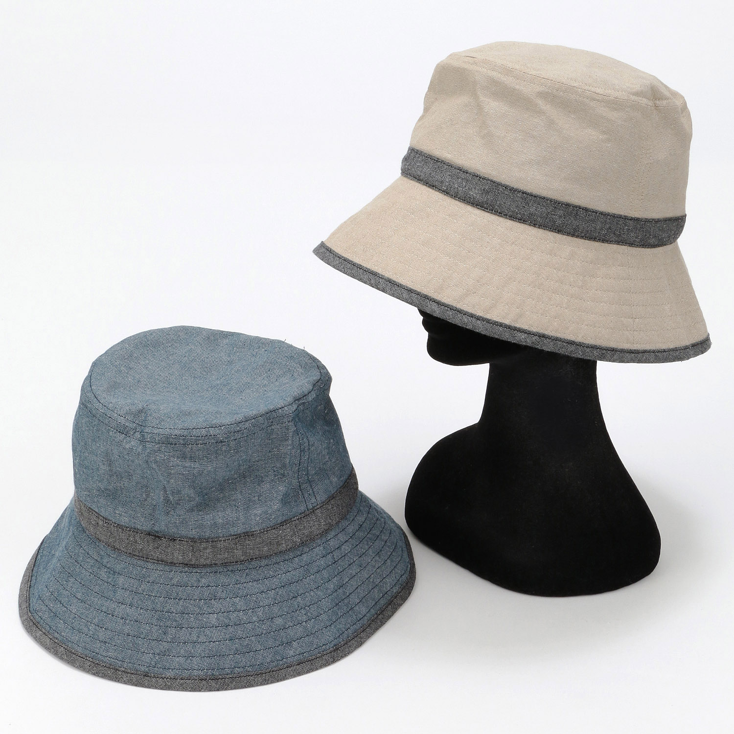 リネン混ナチュラルバケットハット