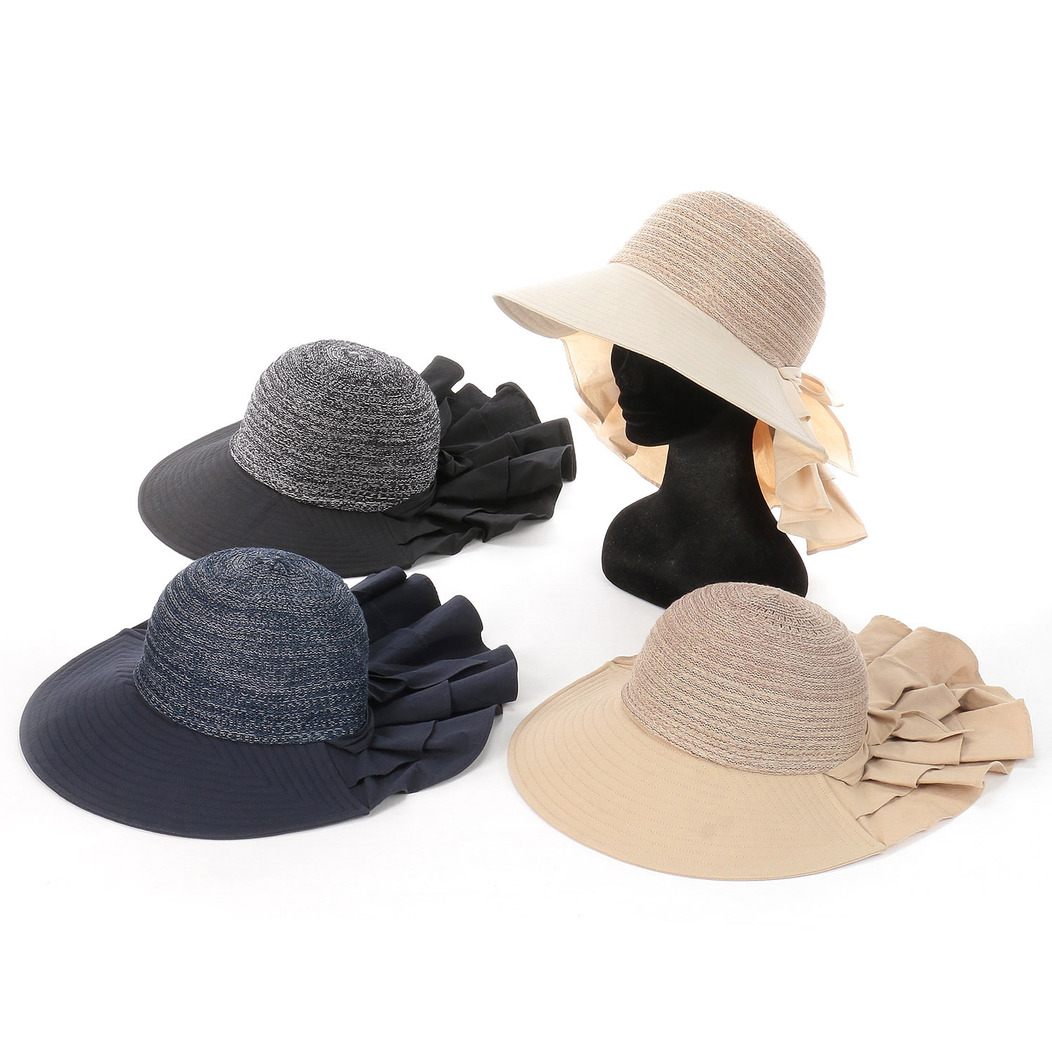 【ブラックM、ベージュM、ネイビーM終了】ミックスサーモシェードハット - 画像1