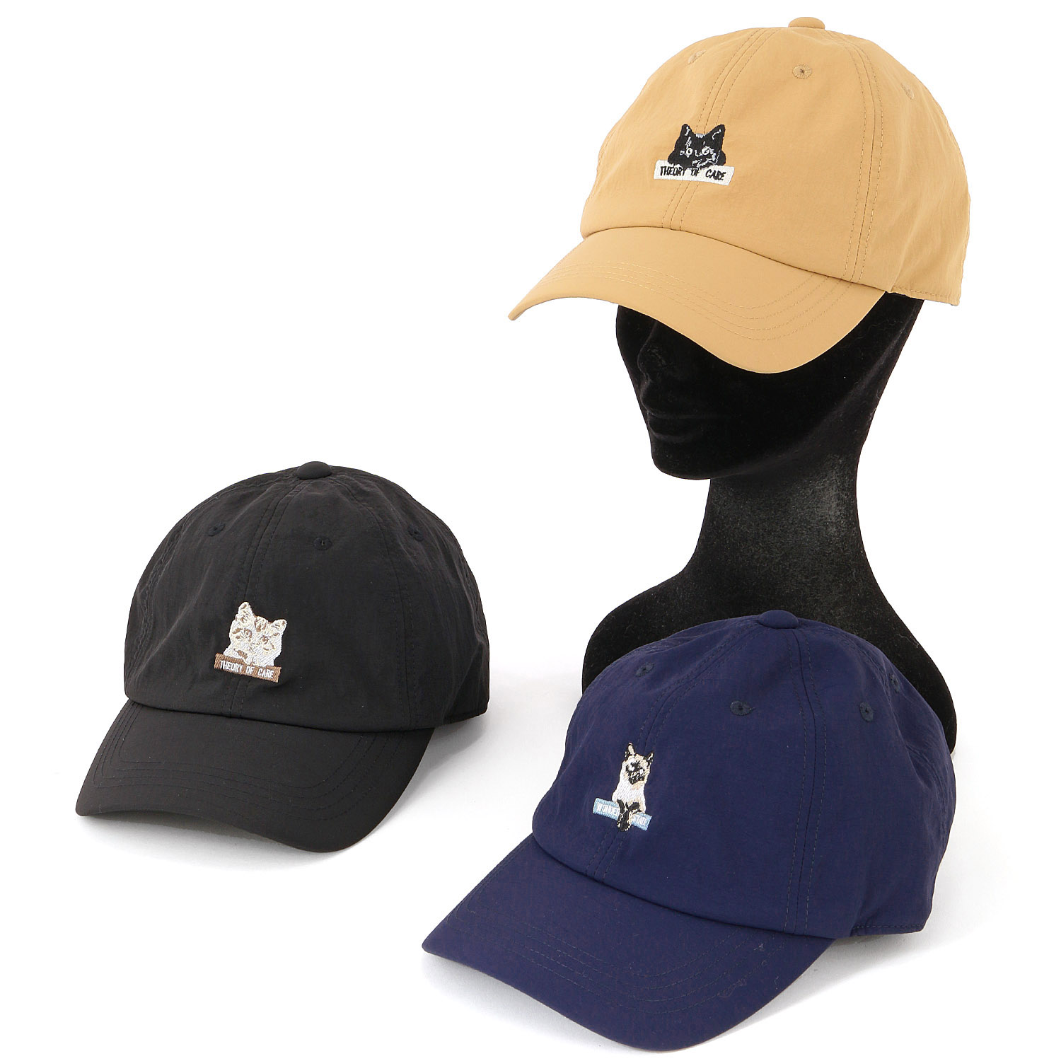 ネコ刺繍ナイロンキャップ - 画像1