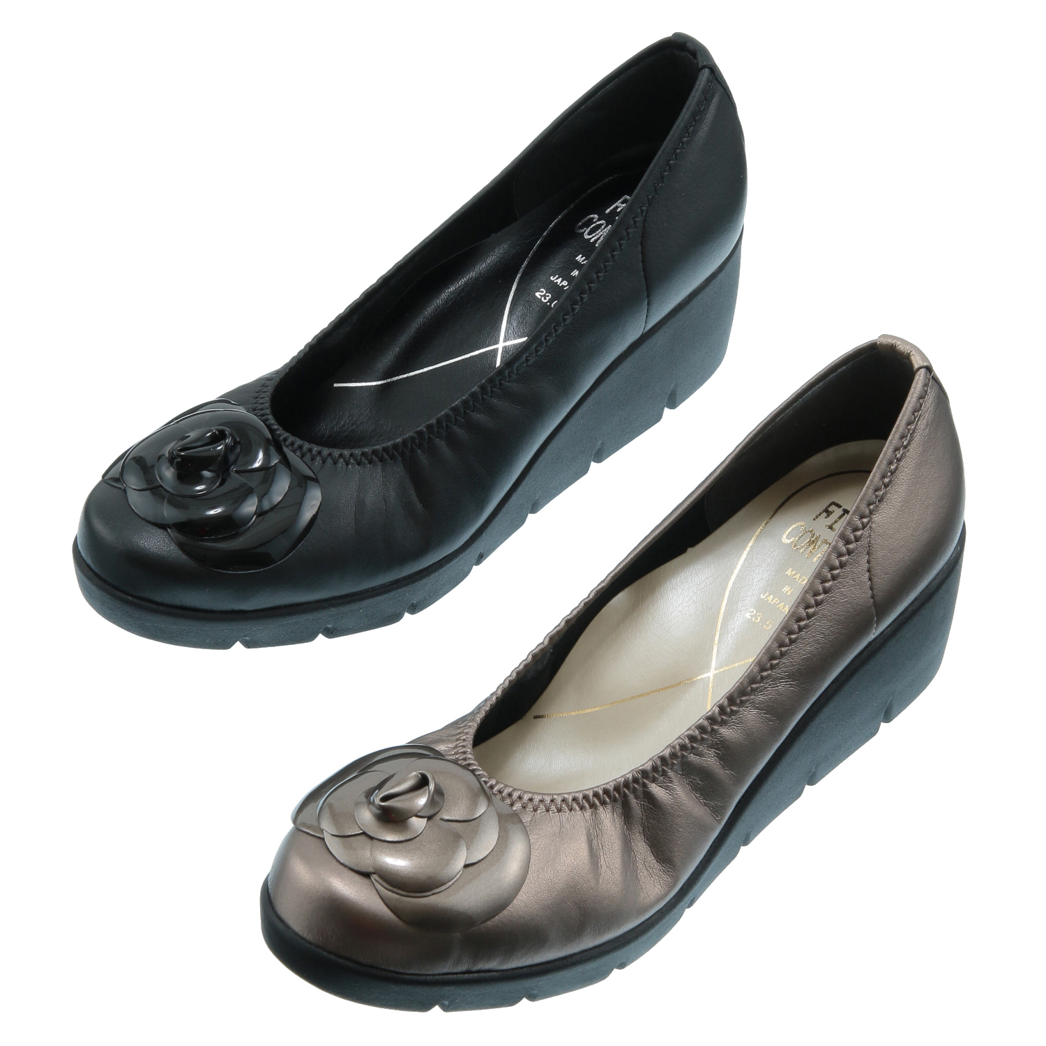 厚底フラワーモチーフパンプス - 画像1