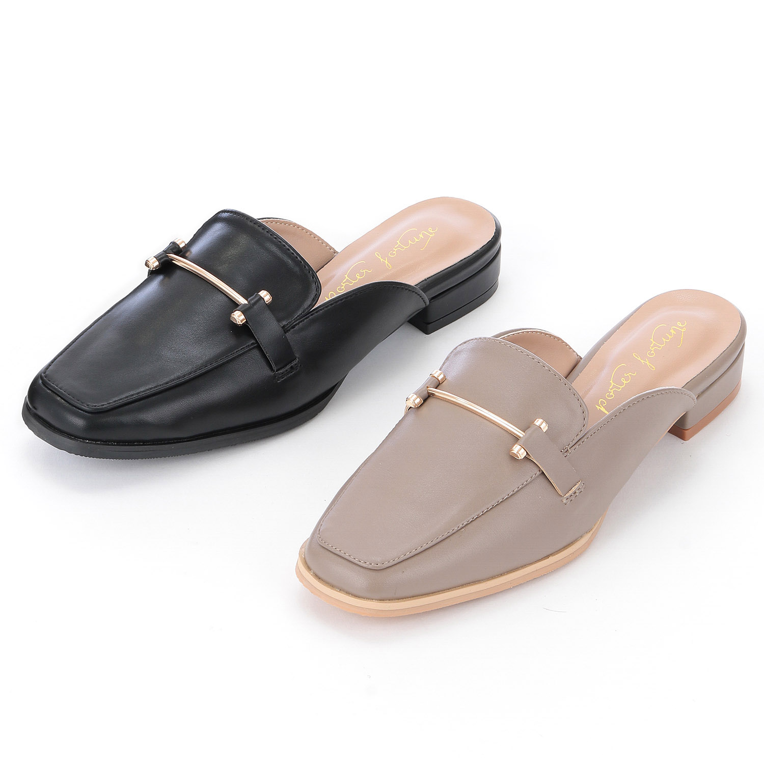 porter fortune ビット付きスクエアトゥミュール H－6130