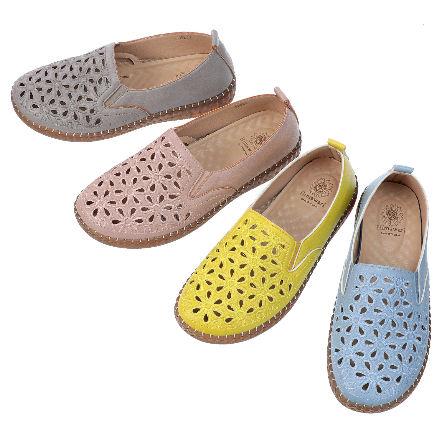 Himawari 花刺繍パンチングシューズ - 画像1