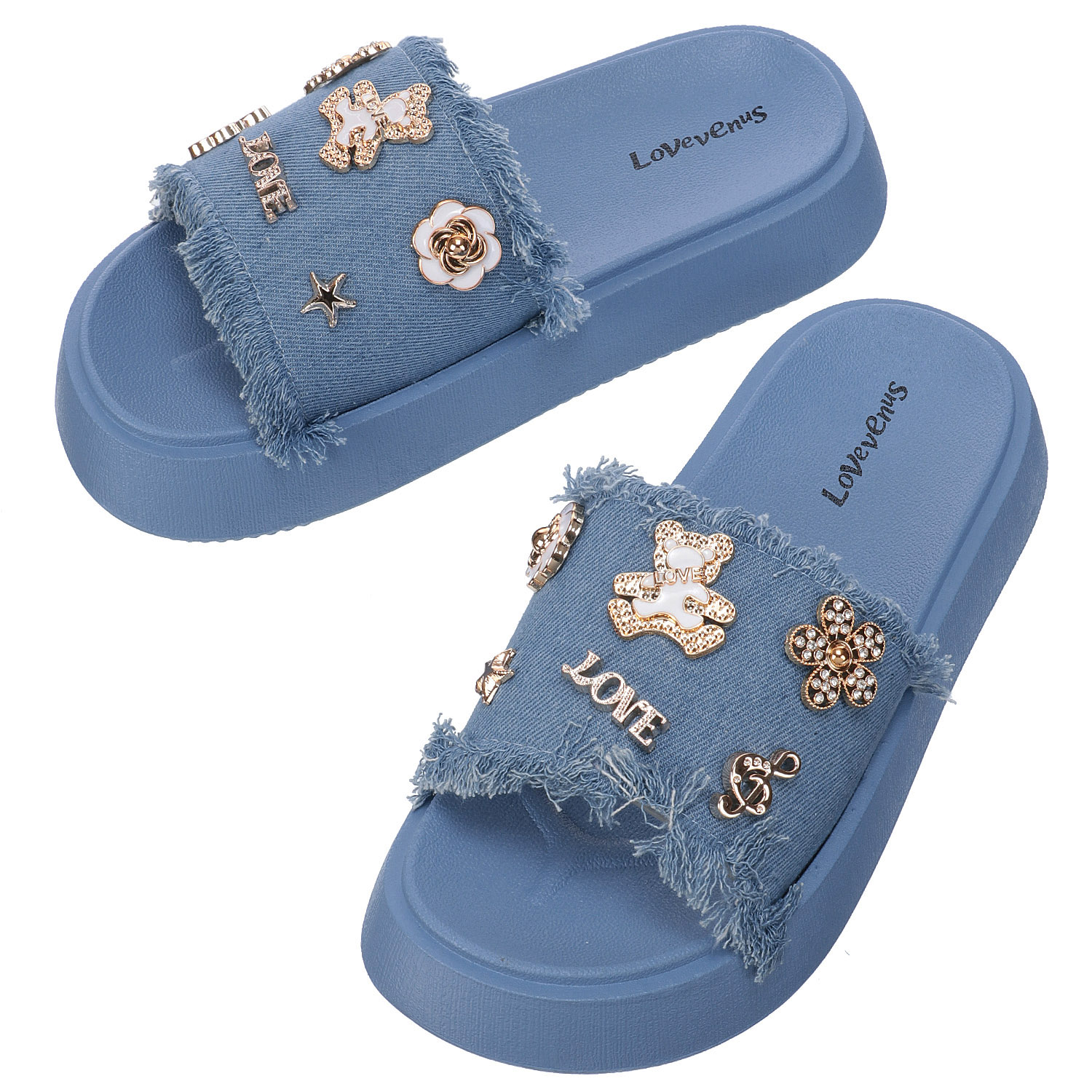 LOVE VENUS デコレーションデニムサンダル - 画像3