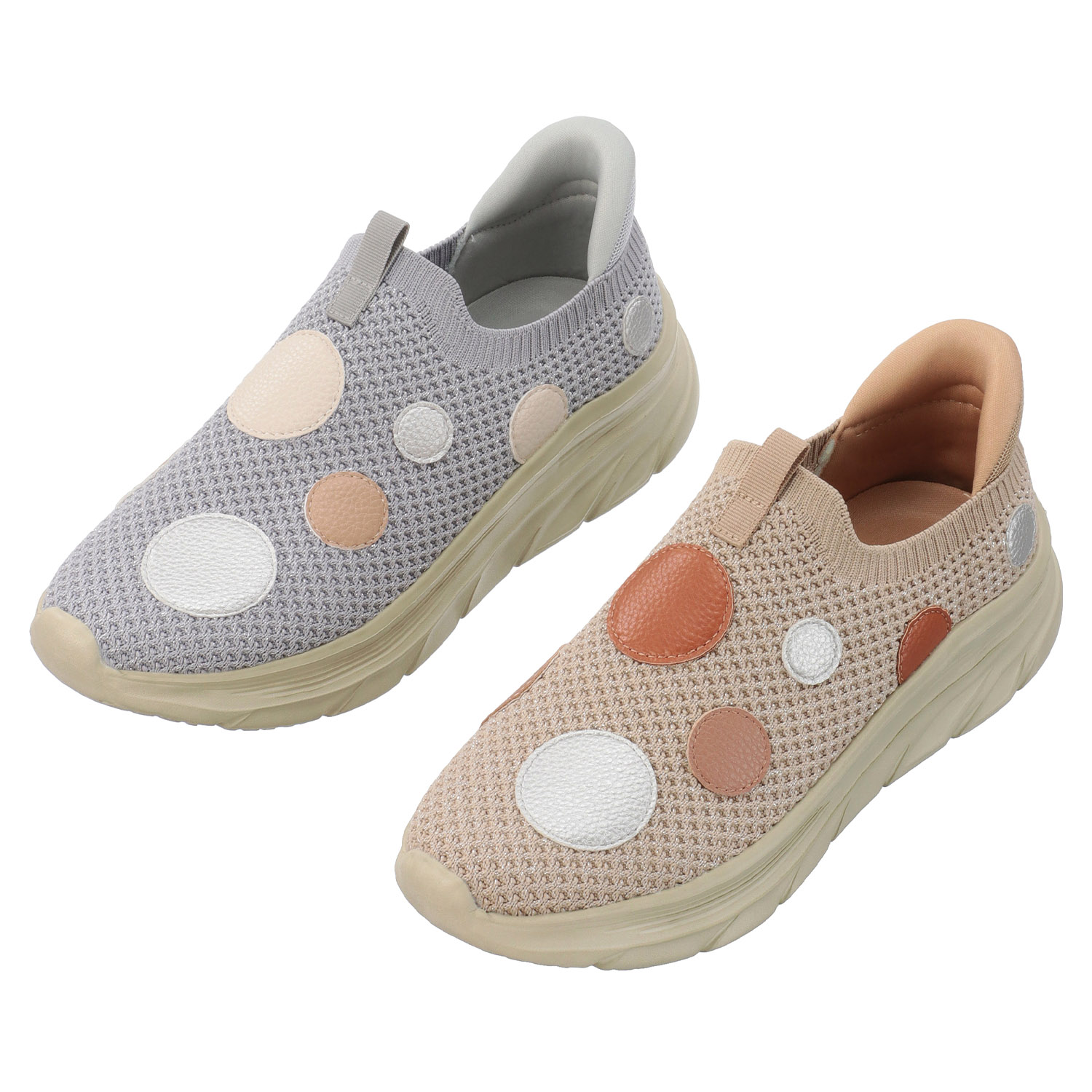 【するっと脱ぎ履きスニーカー】SPEEDY DUCK するっとIN ドットニットスニーカー7825 - 画像1