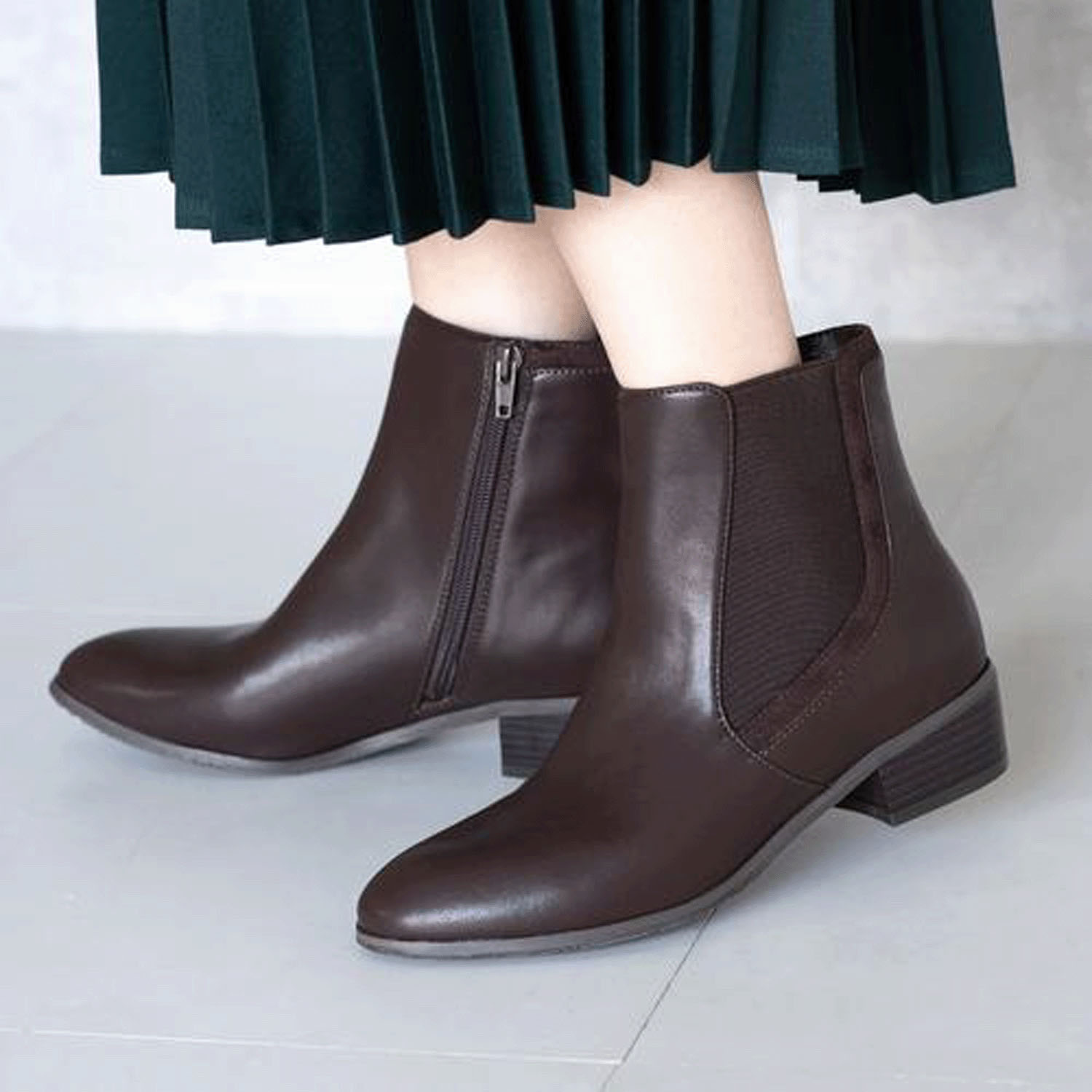 【人気サイドゴアブーツ】 JELLY BEANS サイド切り替えショートブーツ - 画像1