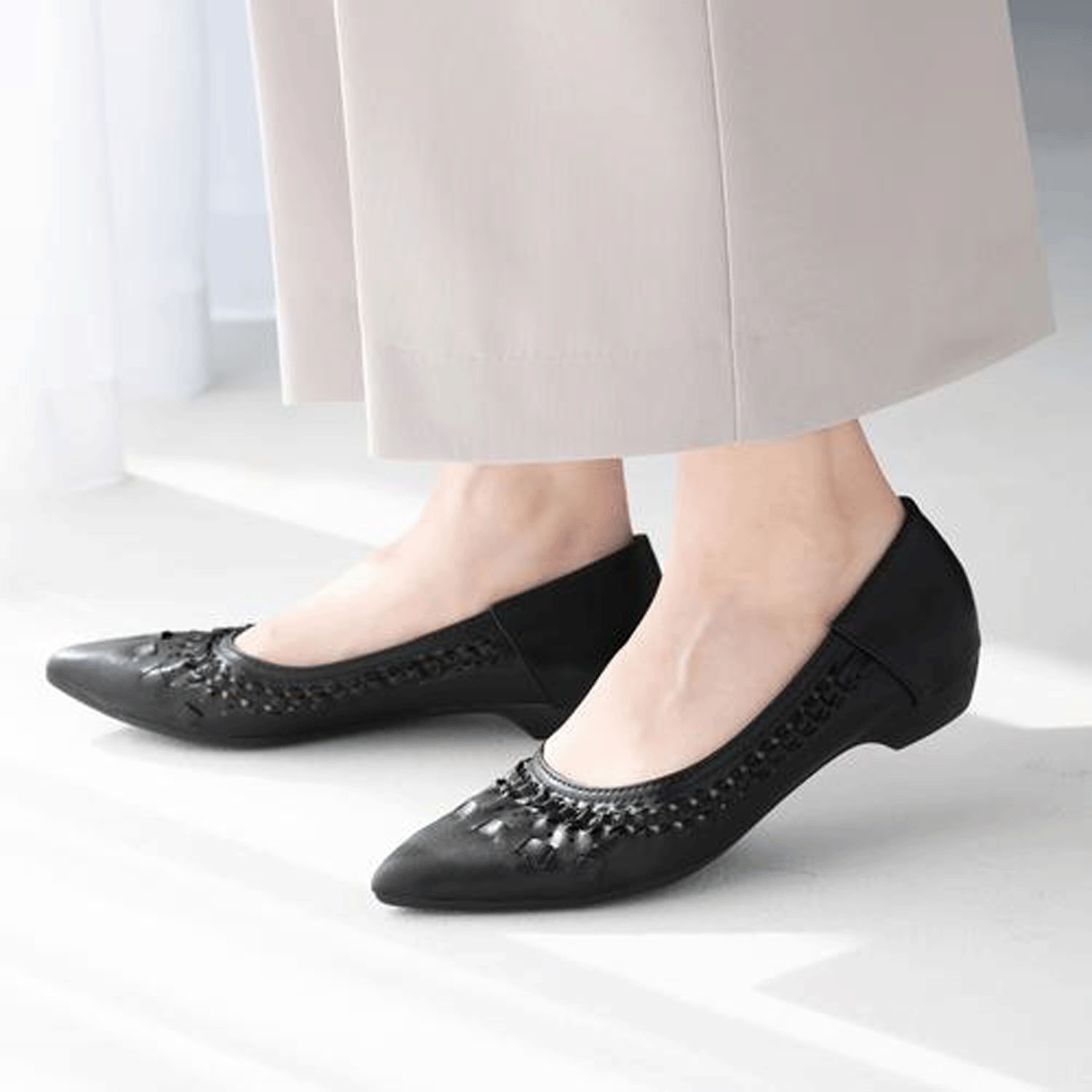 JELLY BEANS ポインテッドサシメッシュモールドソールパンプス - 画像2