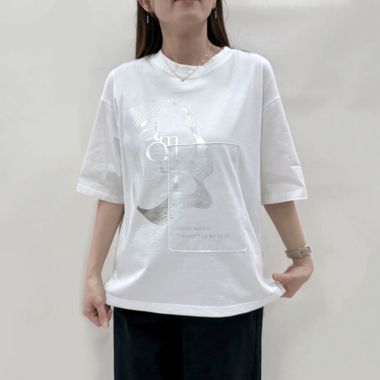 ハルズアミ シアードッキング箔プリントTシャツ - 画像2