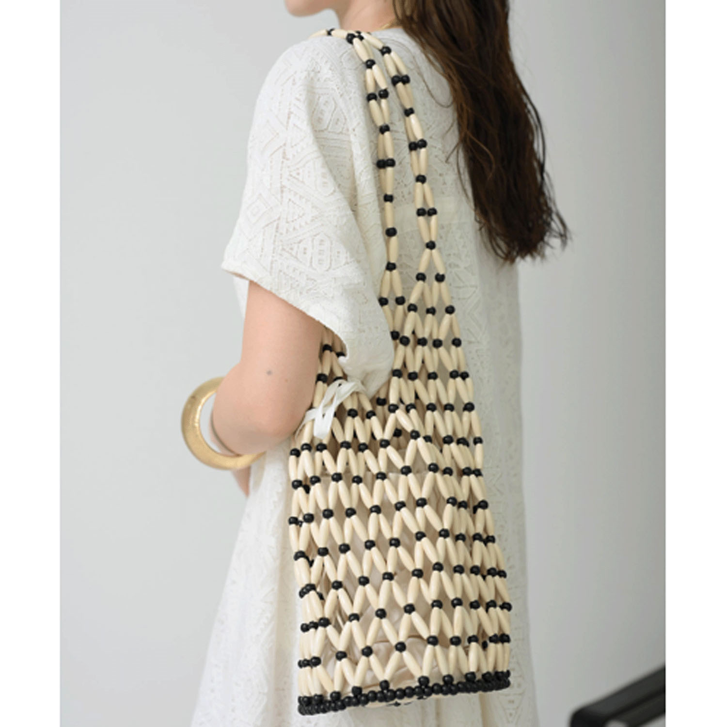 ボーダー編みバッグ - 画像1