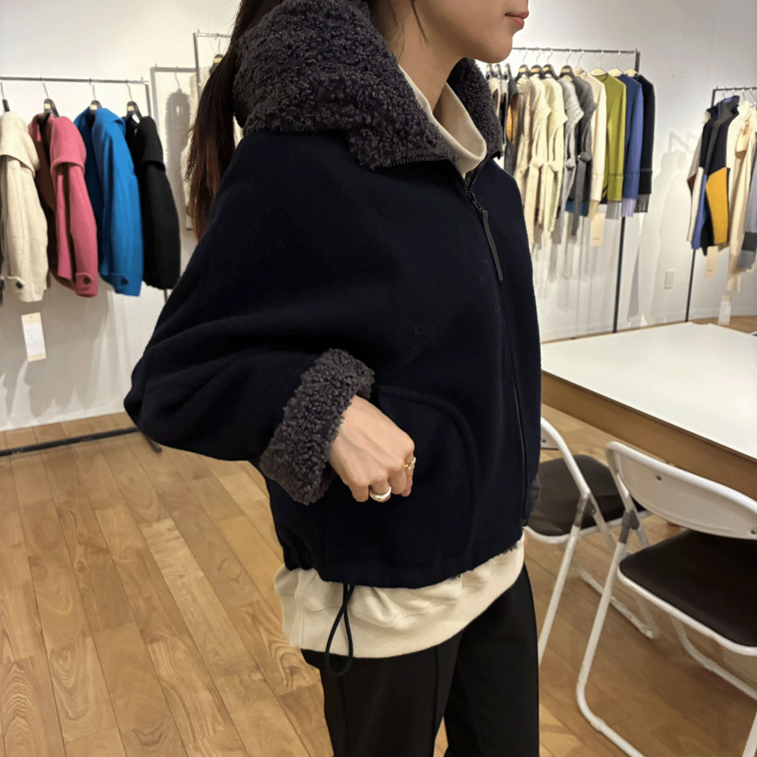 ハルズアミ ボアフードショートコート - 画像17