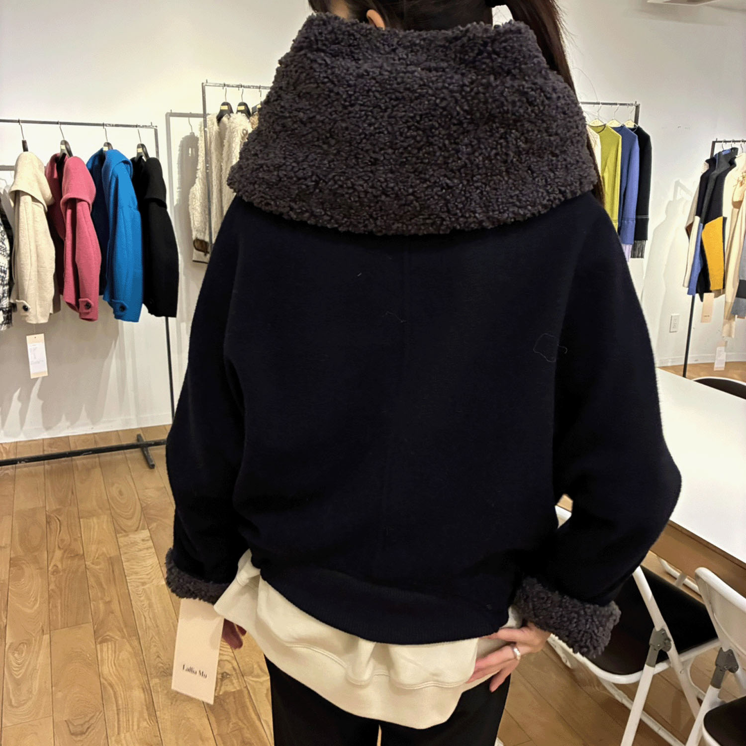 ハルズアミ ボアフードショートコート - 画像18