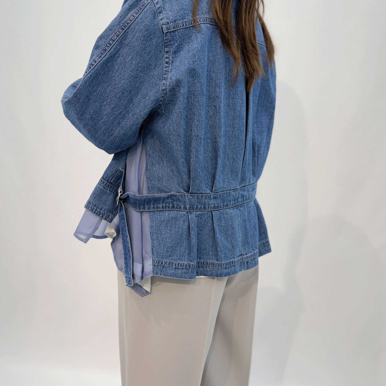 ハルズアミ ノーカラーデニムジャケット - 画像7