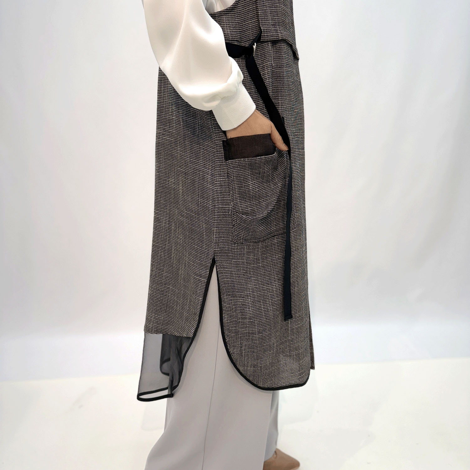 ハルズアミ オーガンジードッキングロングベスト - 画像2