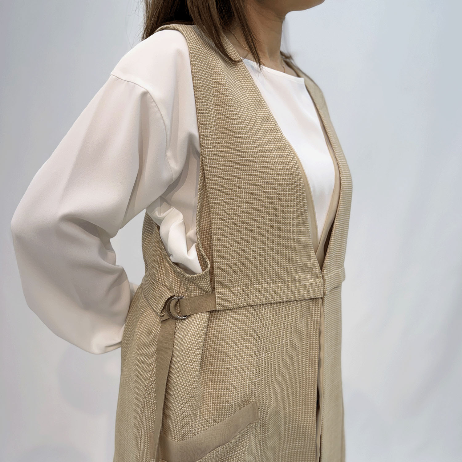 ハルズアミ オーガンジードッキングロングベスト - 画像6