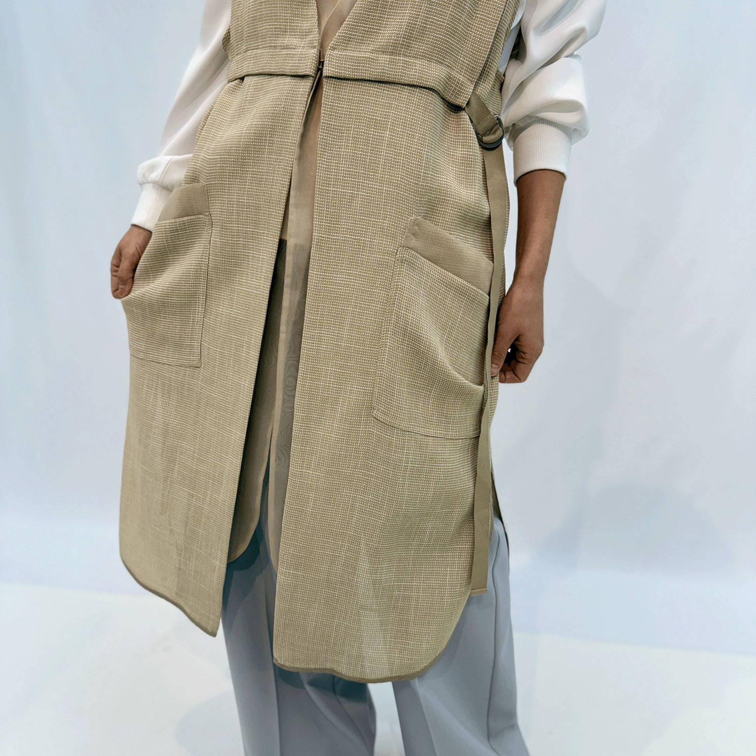 ハルズアミ オーガンジードッキングロングベスト - 画像7