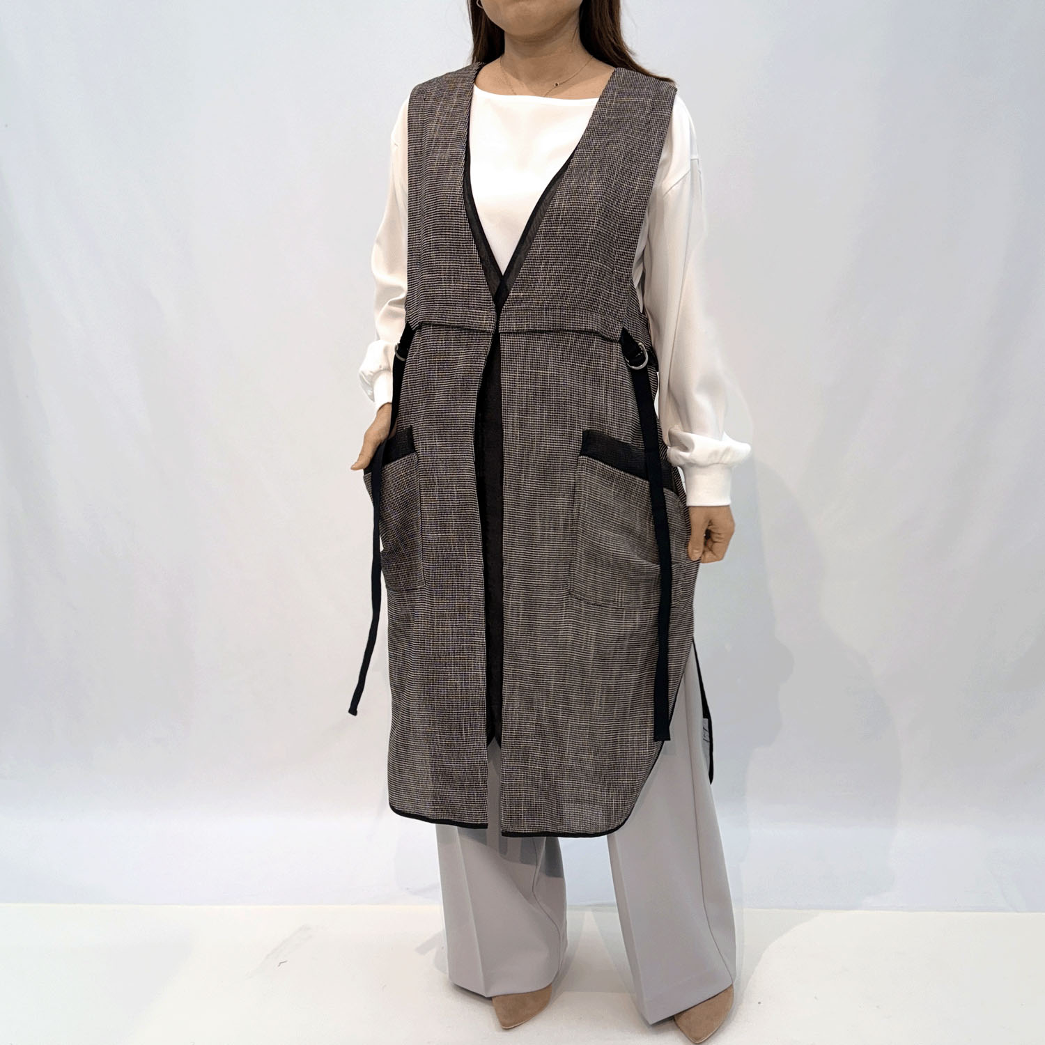 ハルズアミ オーガンジードッキングロングベスト