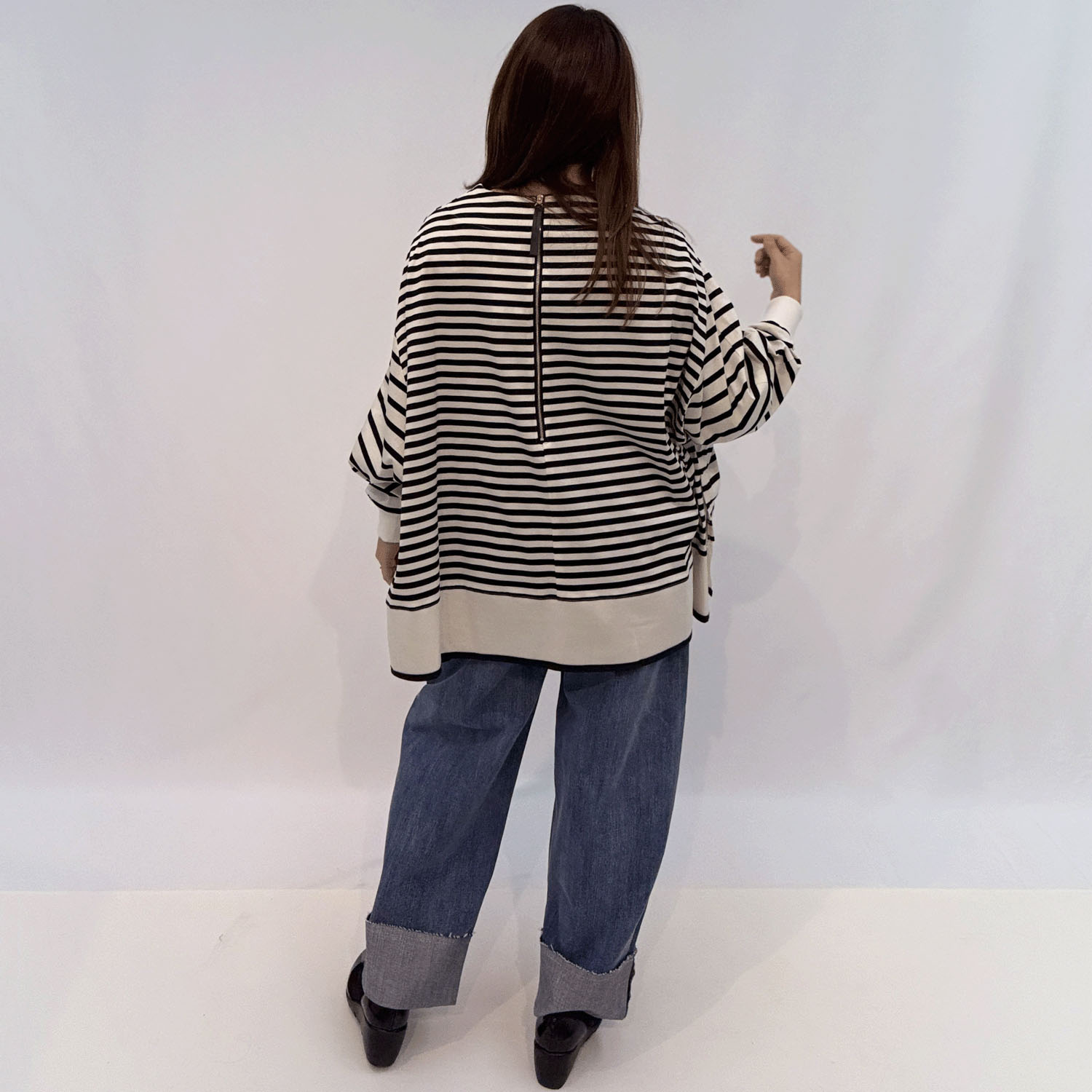 ハルズアミ メッシュヘムボーダーフレアプルオーバー - 画像6