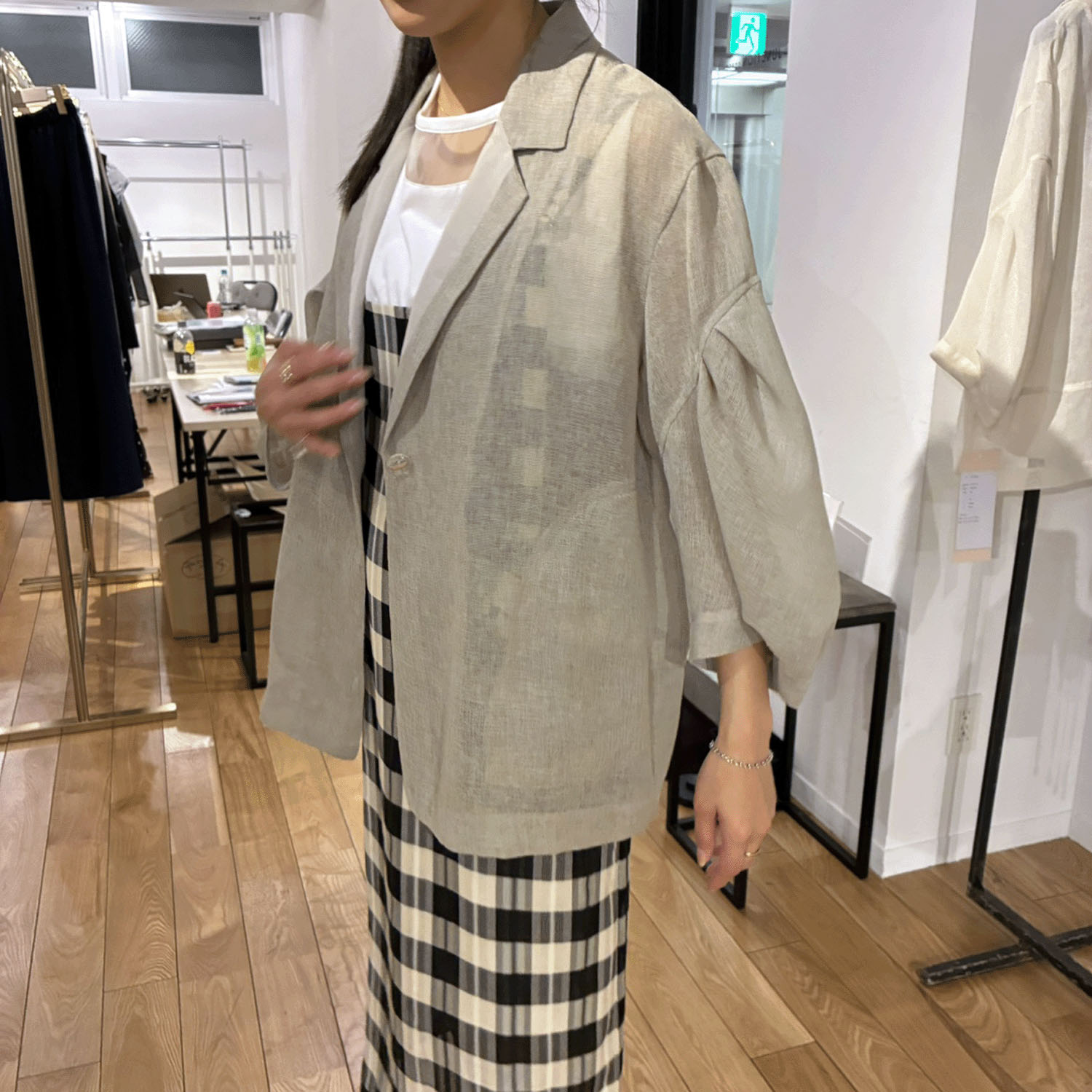 ハルズアミ コクーンスリーブメッシュジャケット - 画像6