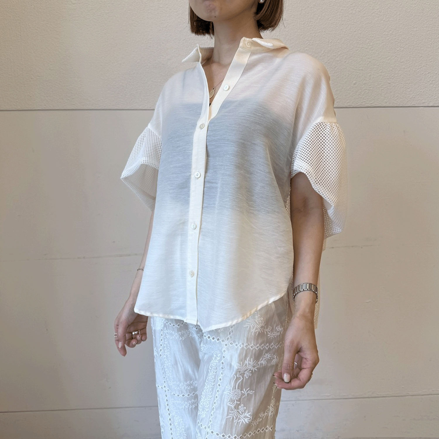 ハルズアミ カスケードフレアスリーブシャツ