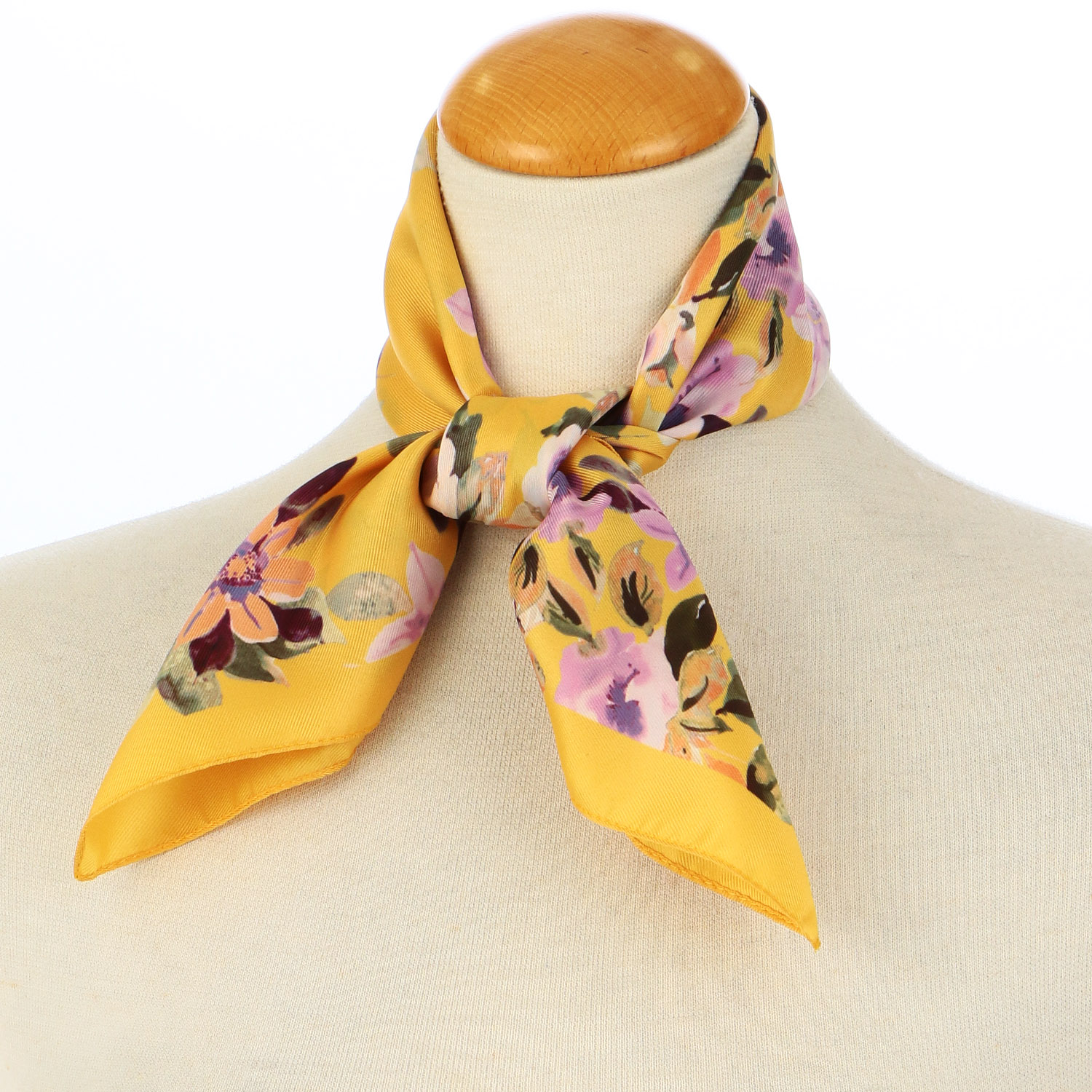 イタリア製 フラワー柄スカーフ 53×53 - 画像2