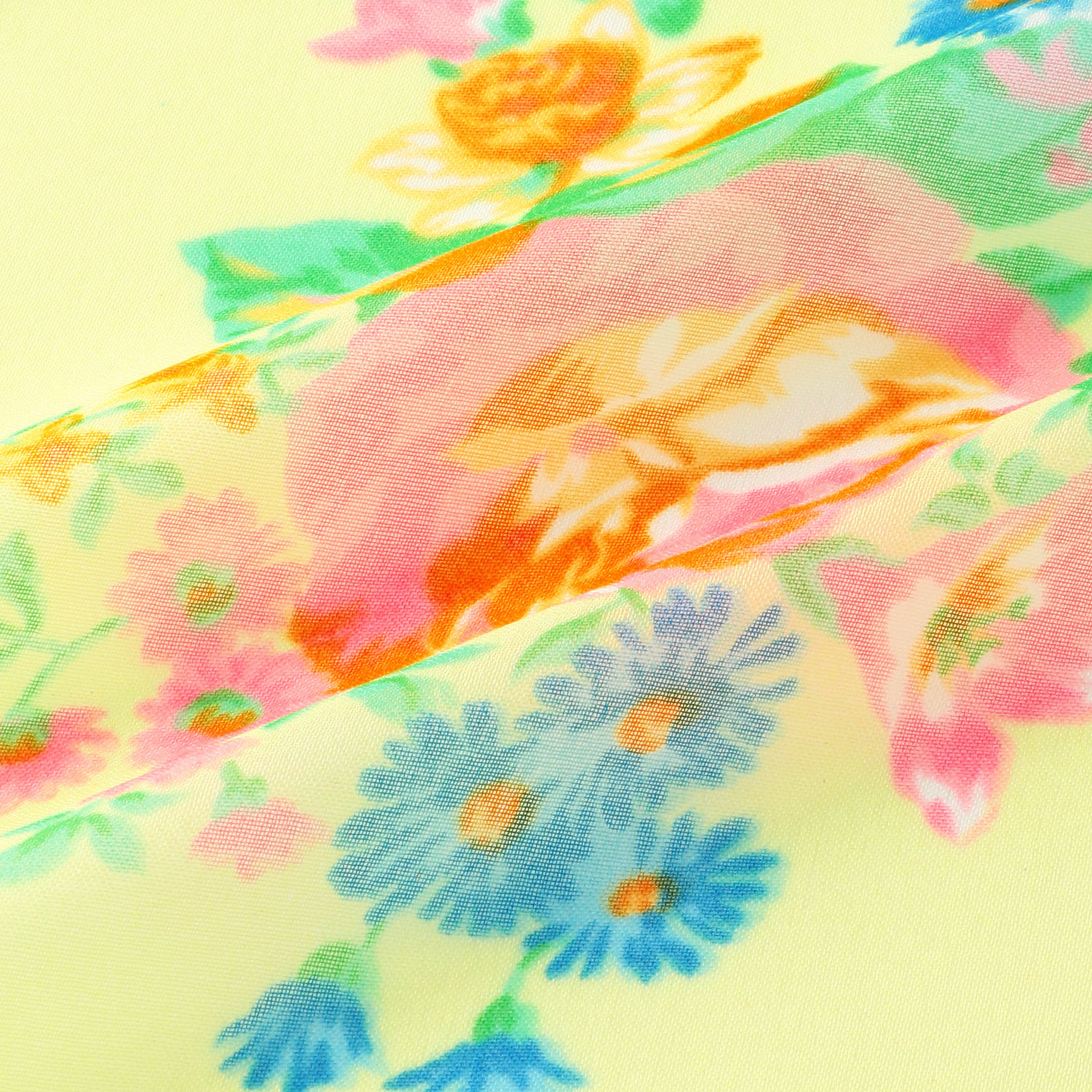 イタリア製 ブーケ柄大判シフォンスカーフ 88×88 - 画像5