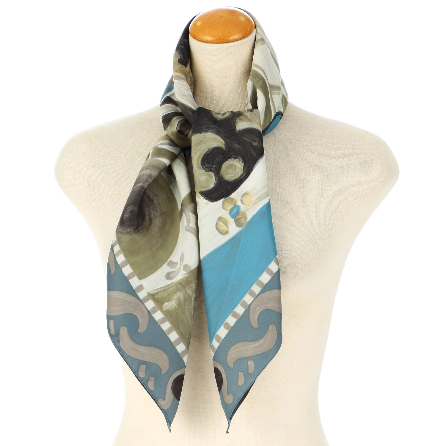 イタリア製 アート柄大判スカーフ 88×88 - 画像2