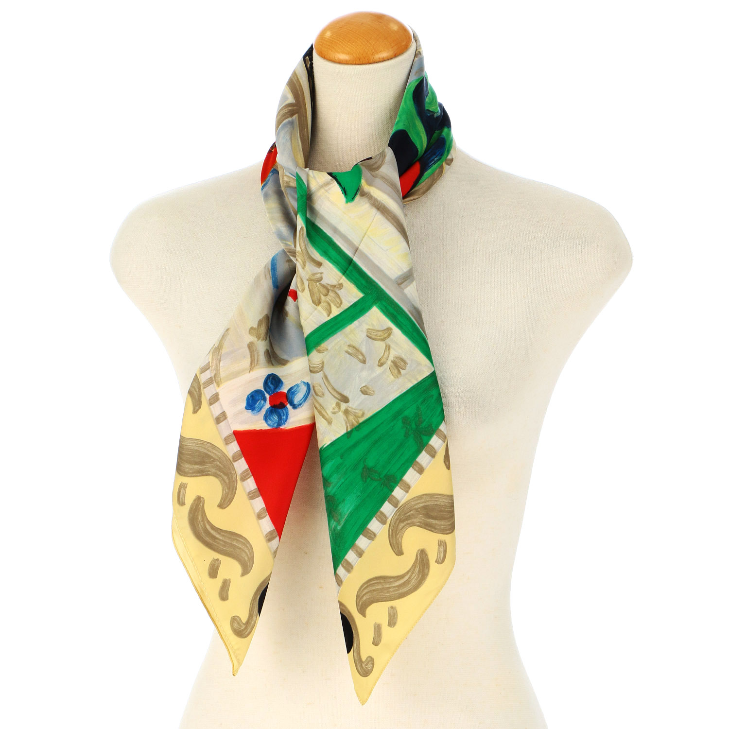 イタリア製 アート柄大判スカーフ 88×88 - 画像1