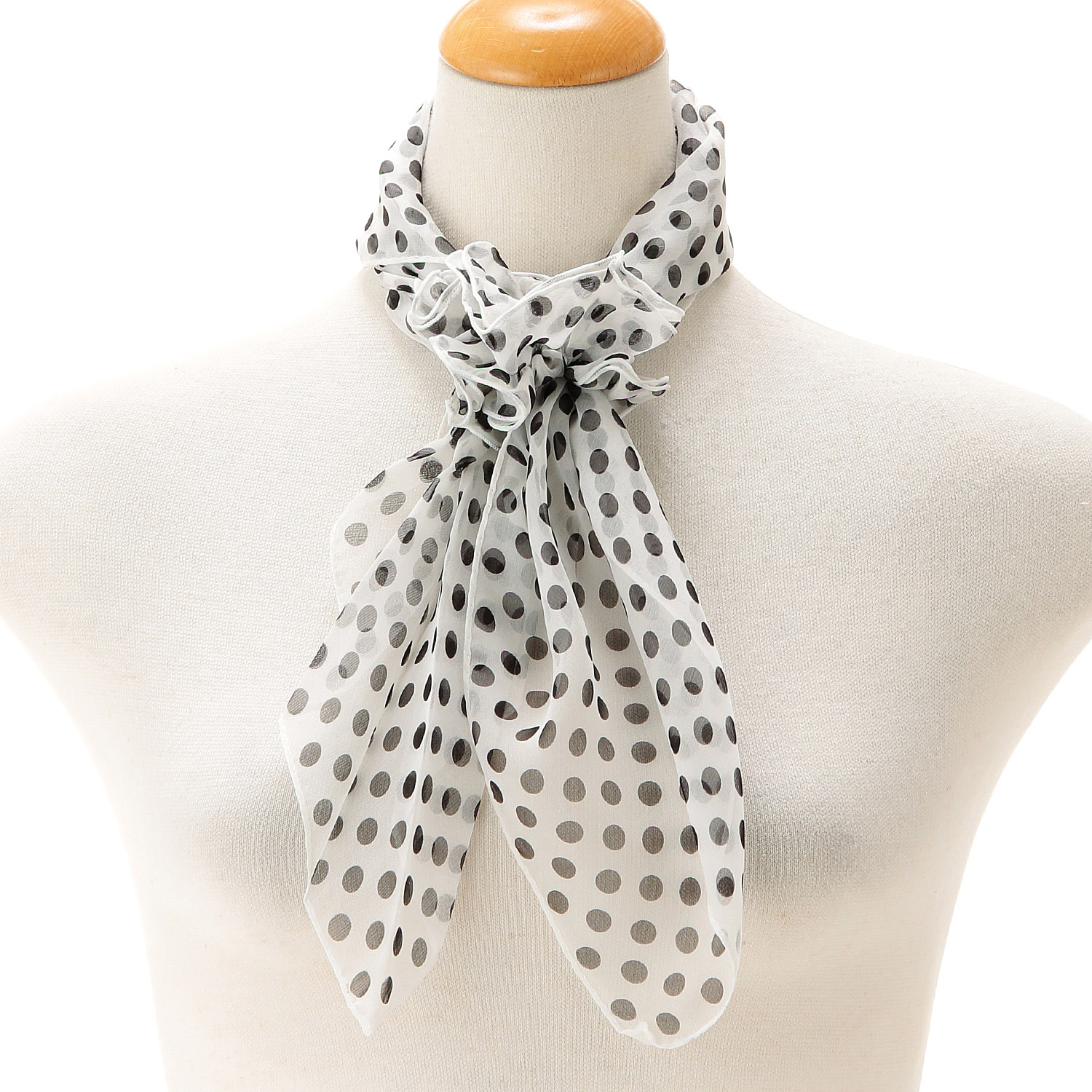 日本製 シルクシフォンシュシュ付きスカーフ - 画像5