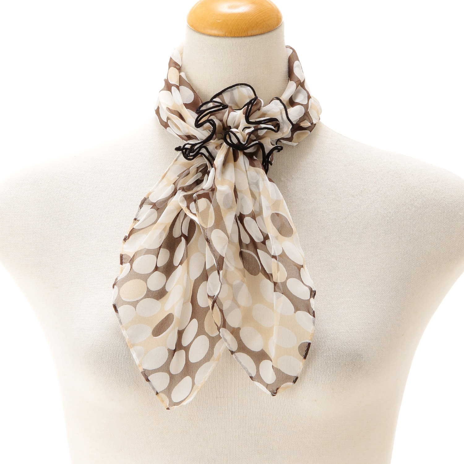 日本製 シルクシフォンシュシュ付きスカーフ - 画像7