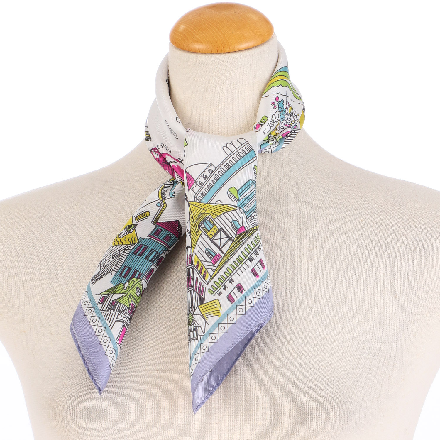 日本製 横浜シルクスカーフ ヴィレッジ 53×53 - 画像4