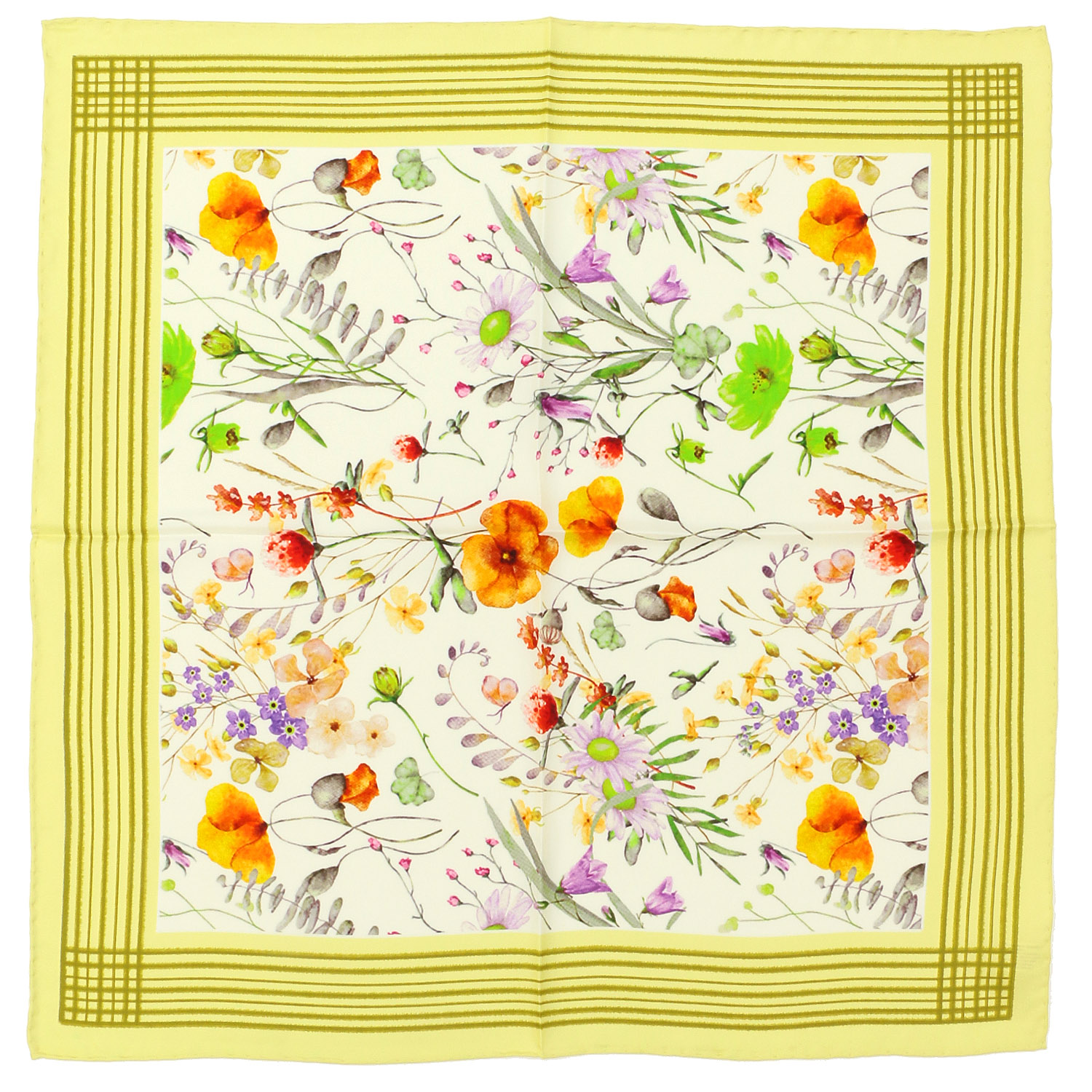 シルク両面花柄プリントスカーフ 64×64 - 画像5