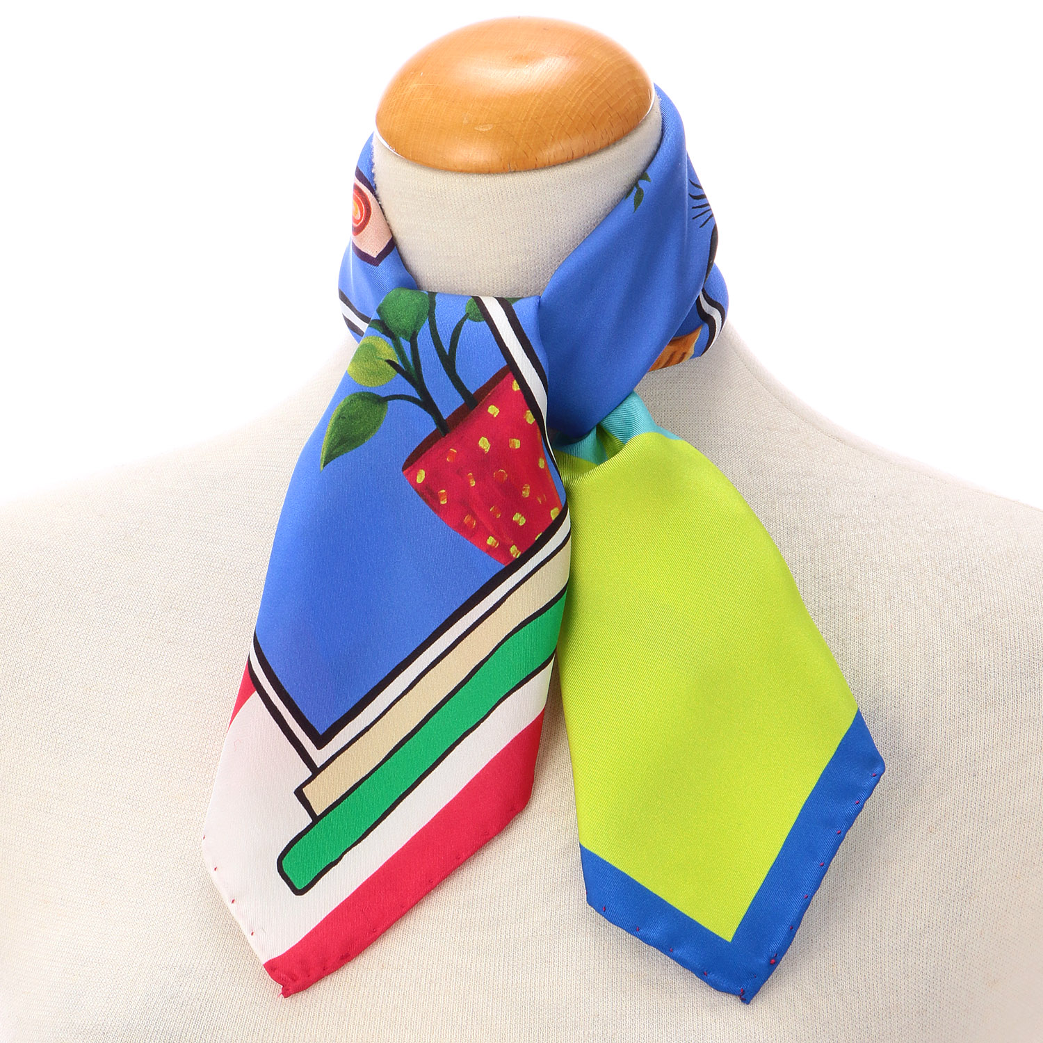 イタリア製 シルクスカーフ ウィンドウ柄 53×53 - 画像6