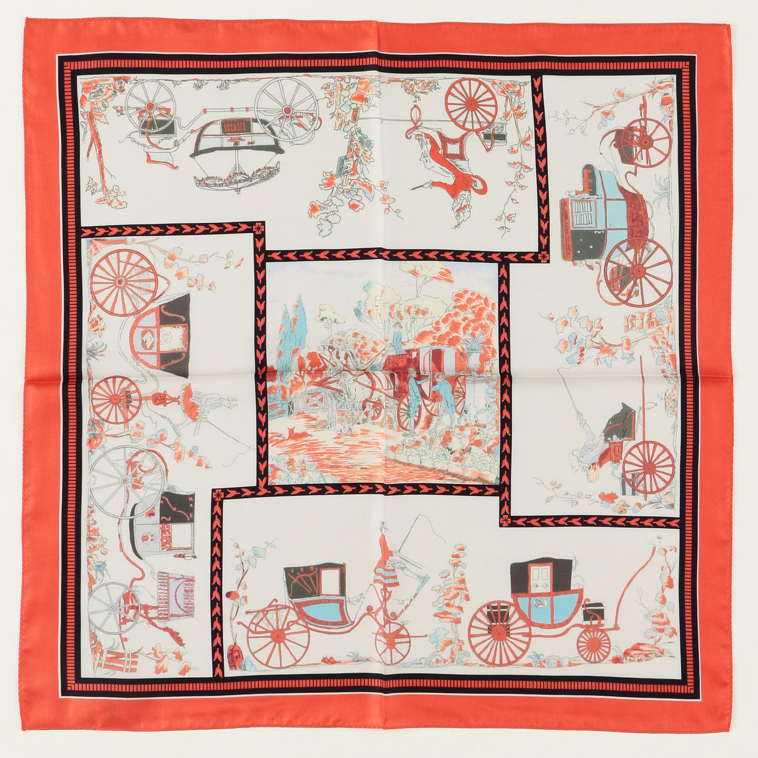日本製 横浜シルクスカーフ 馬車 53×53cm - 画像4