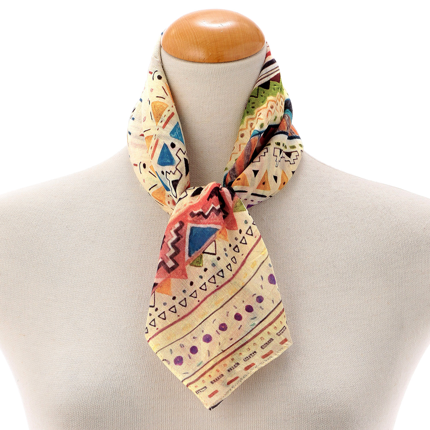 インド製 エスニック柄スカーフ 55×55 - 画像1