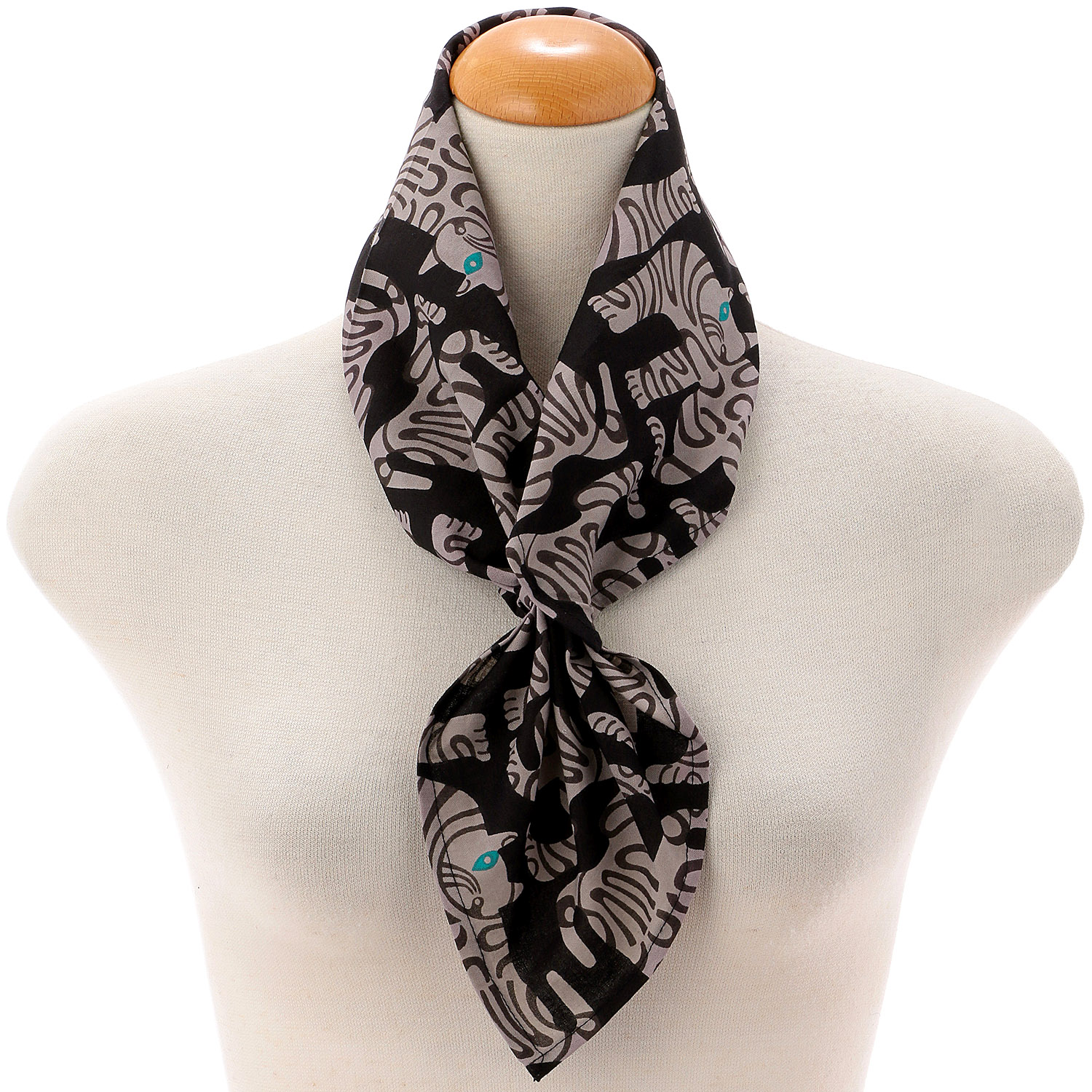 インド製 ネコプリントハンカチスカーフ 55×55 - 画像2