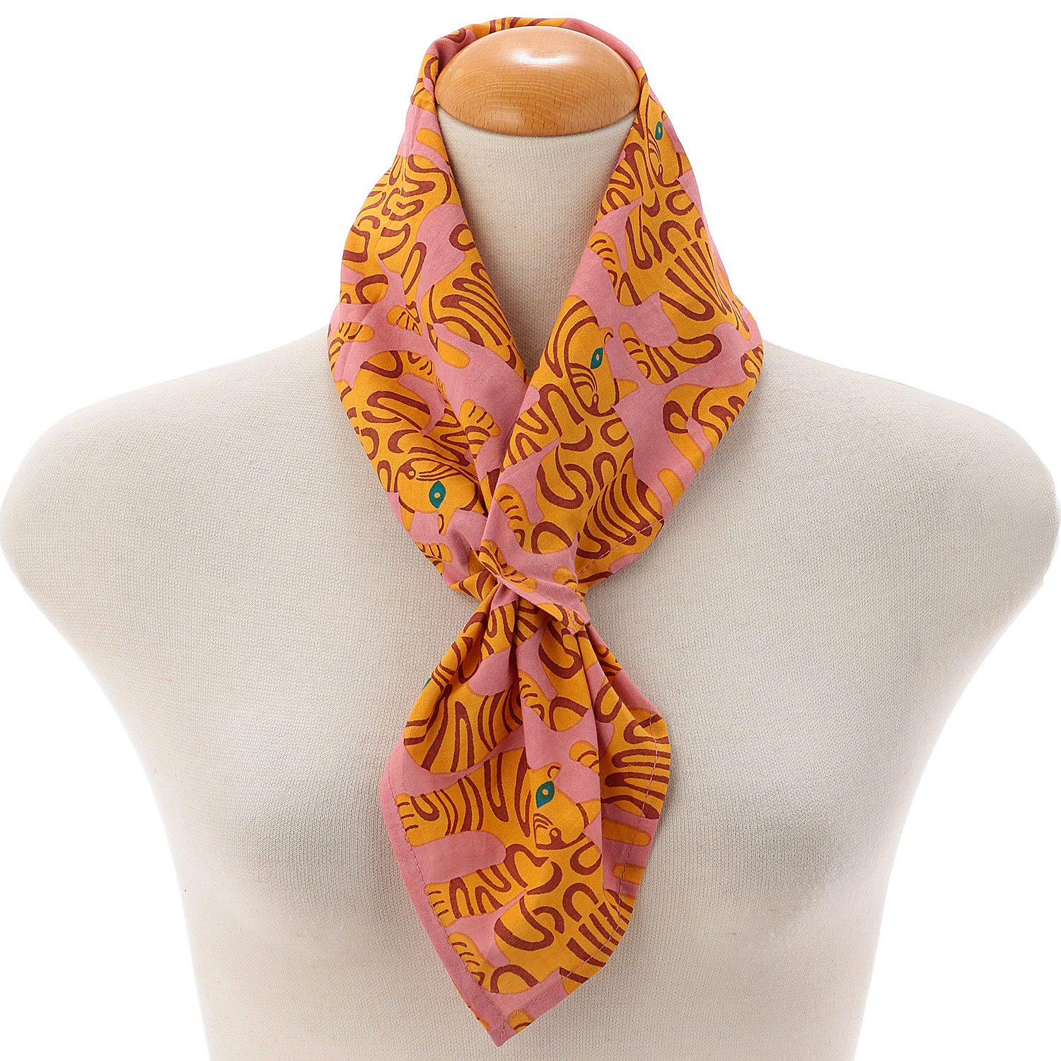 インド製 ネコプリントハンカチスカーフ 55×55