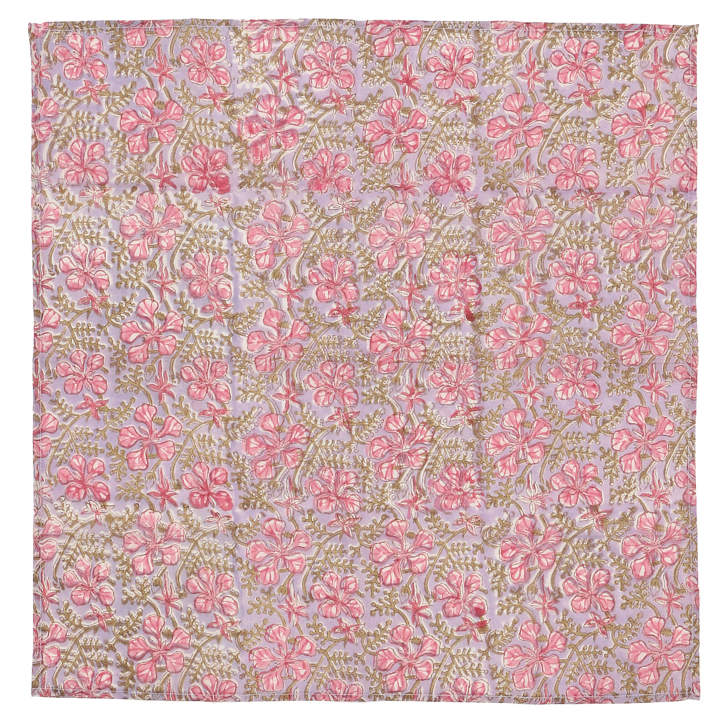 インド製 ブロックプリントフラワーハンカチスカーフ 55×55 - 画像3