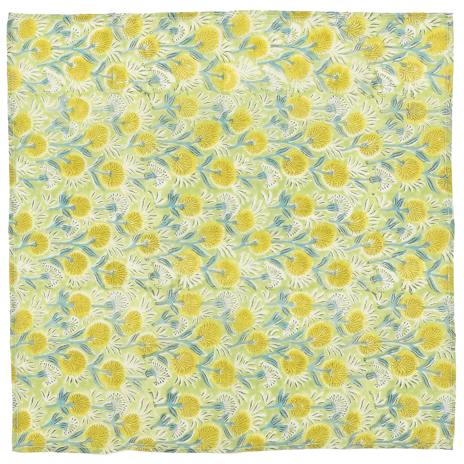 インド製 ブロックプリントフラワーハンカチスカーフ 55×55 - 画像5