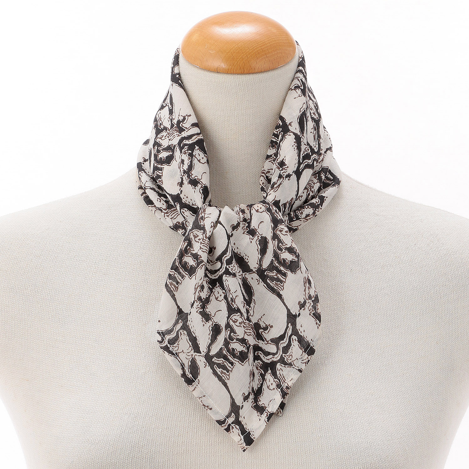 インド製 ブロックプリントアニマルハンカチスカーフ 50×50 - 画像2