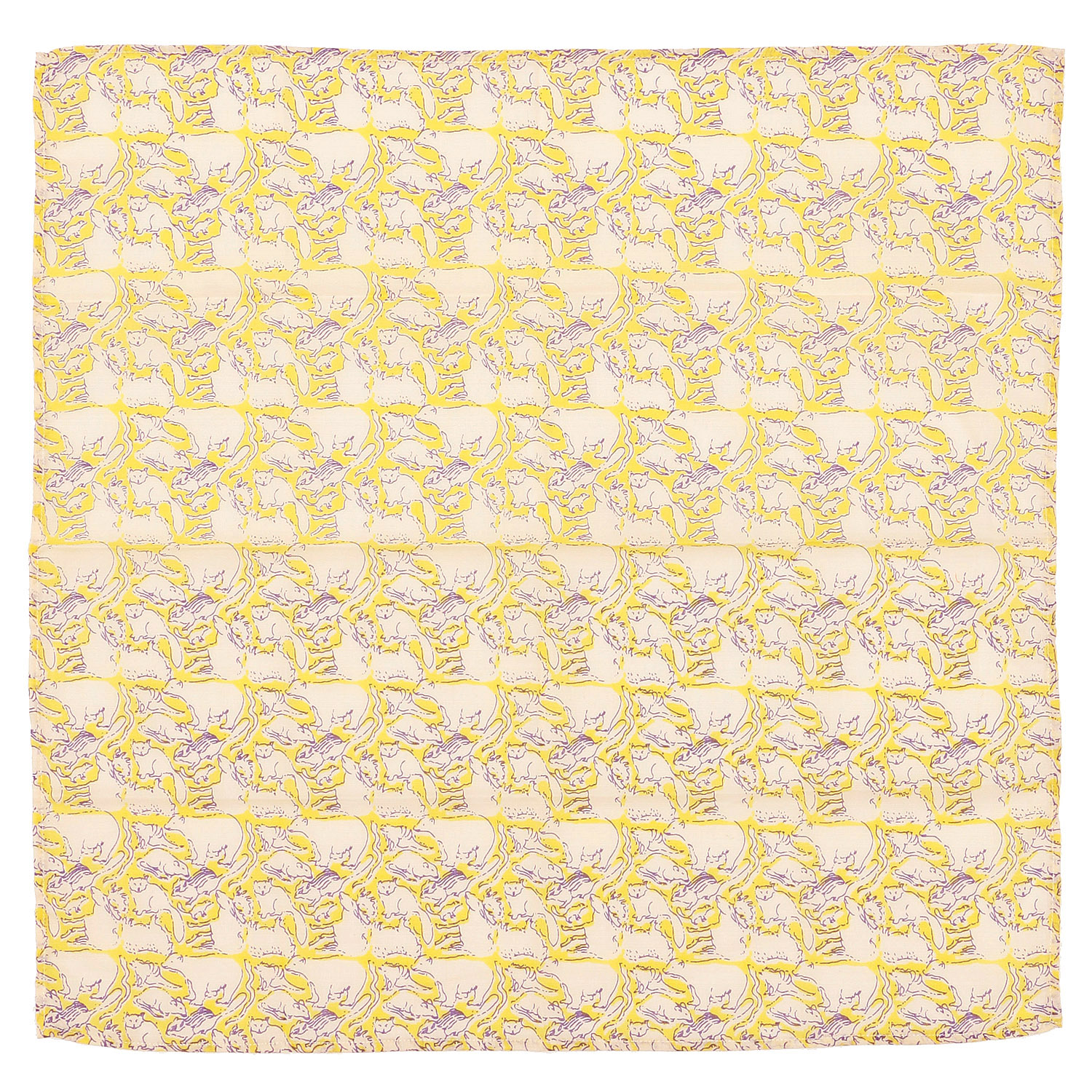 インド製 ブロックプリントアニマルハンカチスカーフ 50×50 - 画像4